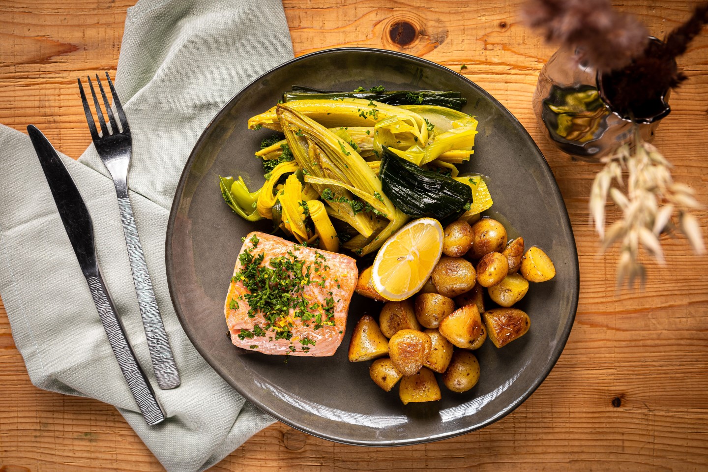Boerenkrieltjes met zalmfilet