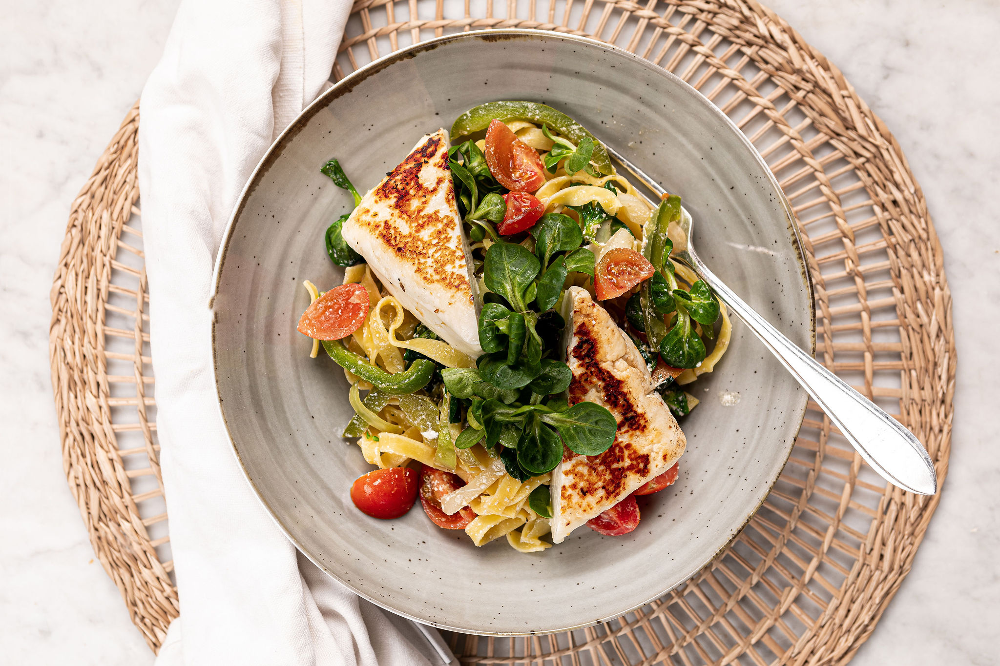 Tagliatelle met halloumi