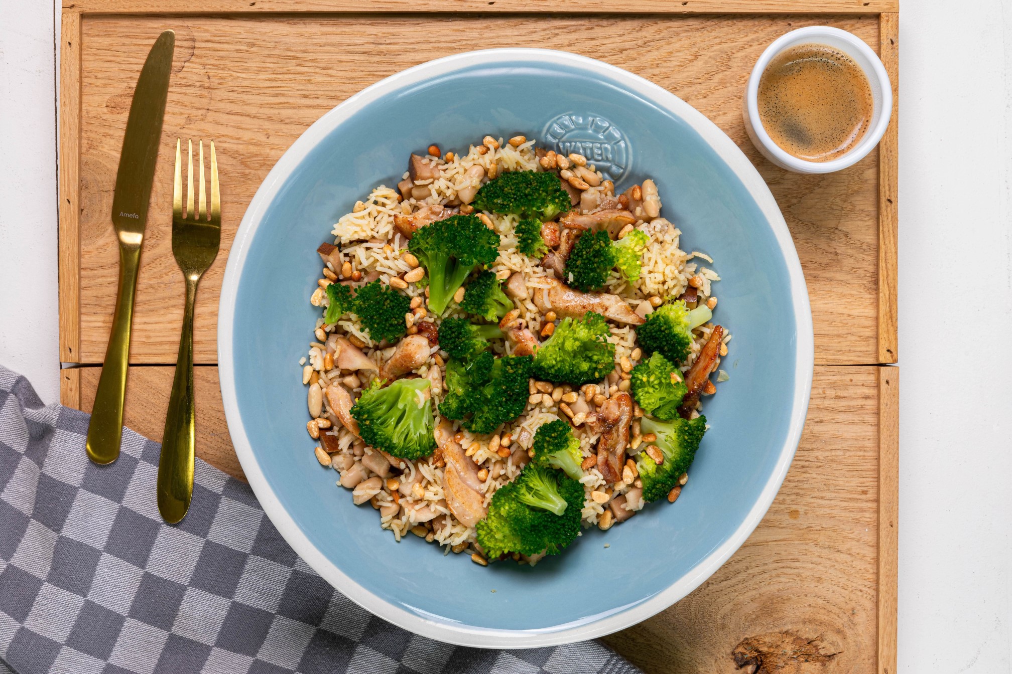 Pilav met broccoli en kip