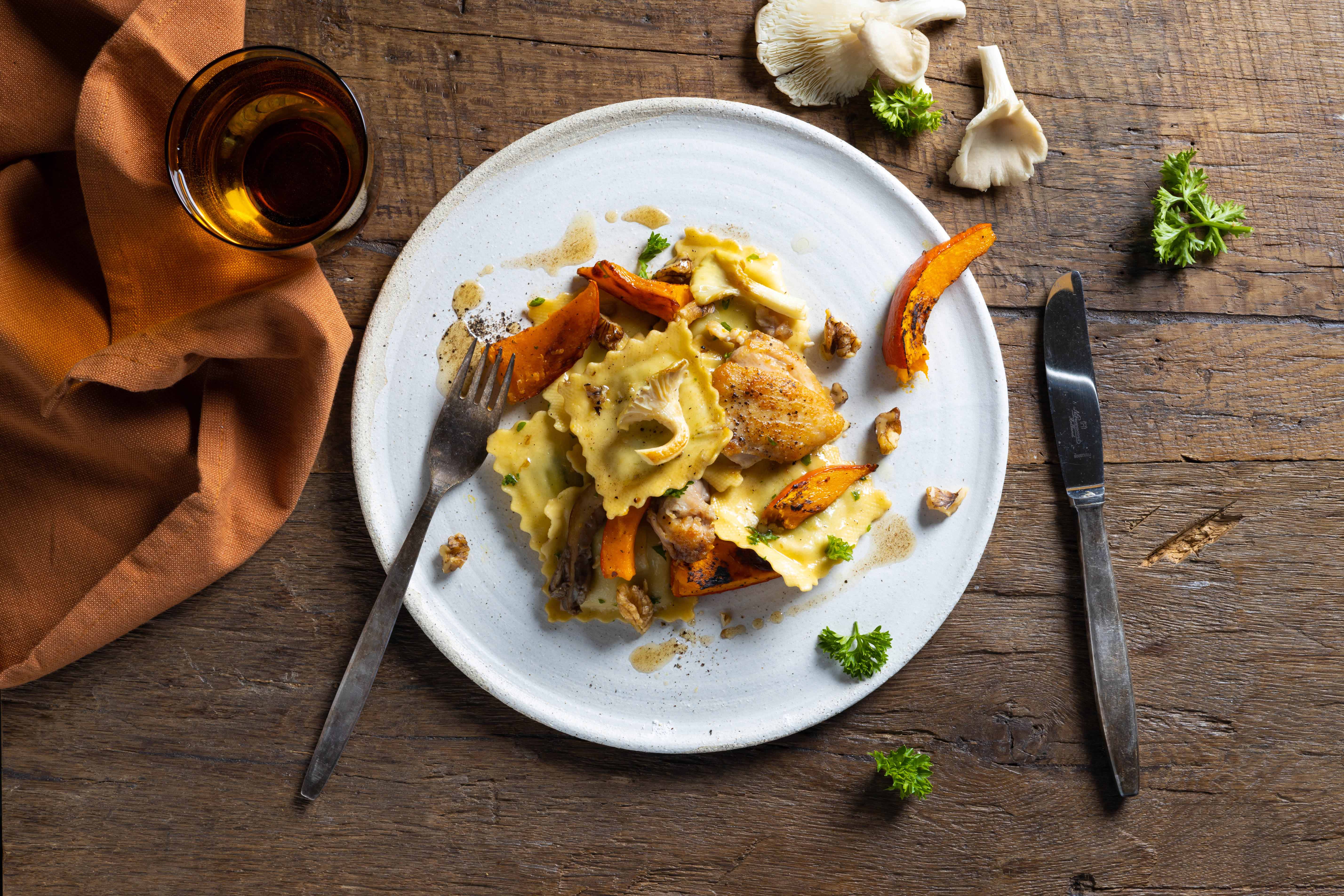 Herfst ravioli met kip