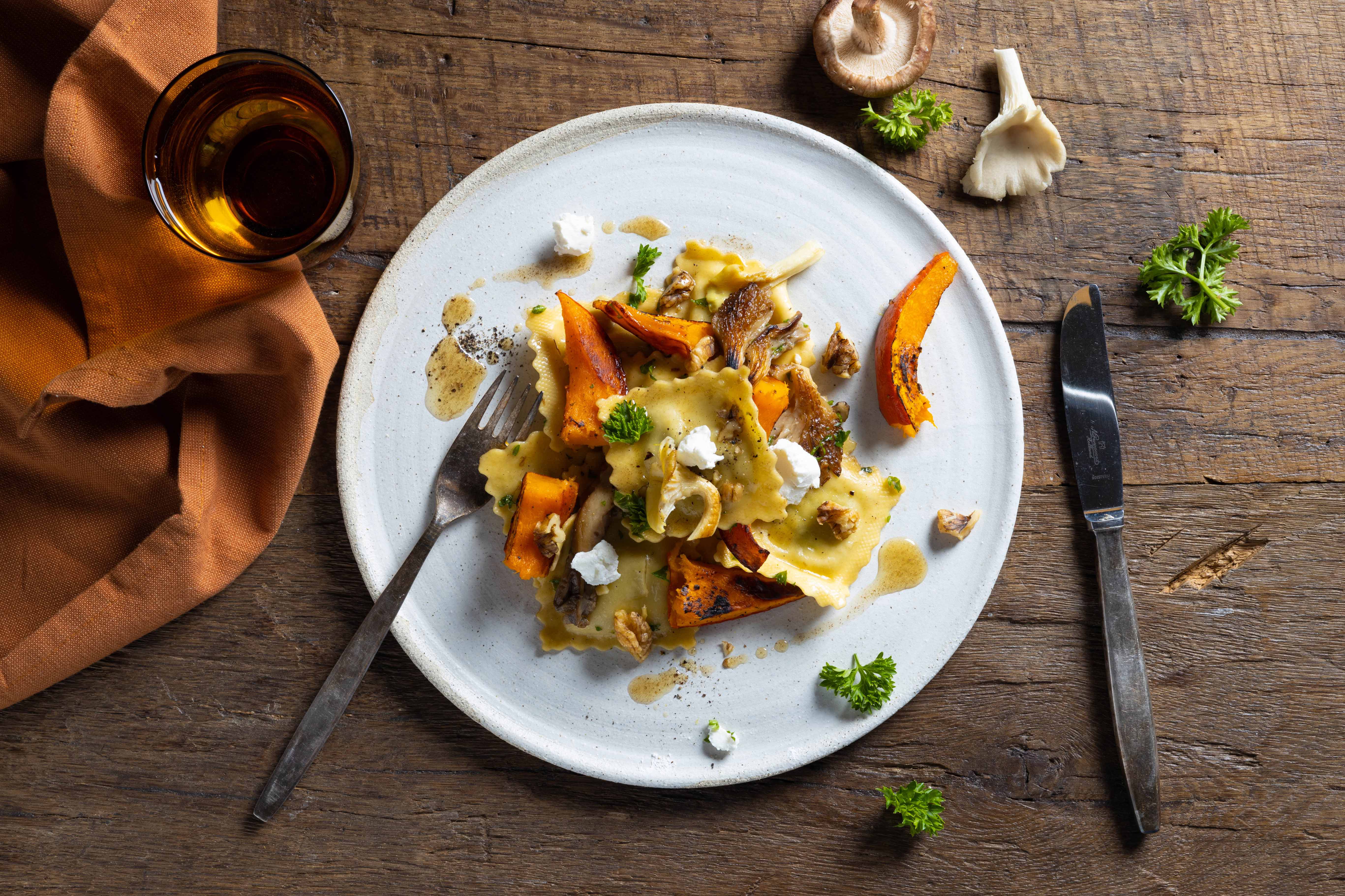 Herfst ravioli met pompoen & geitenkaas