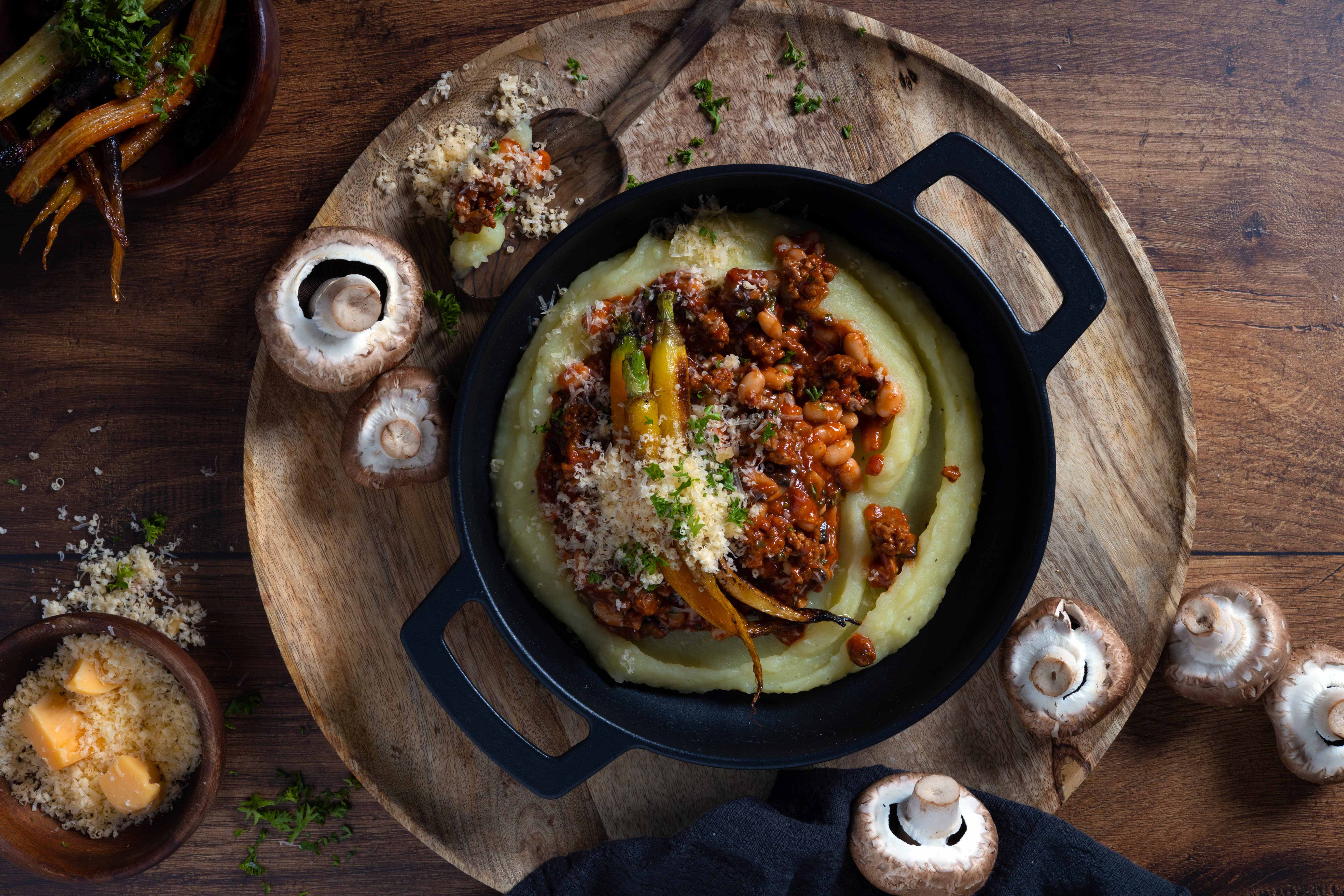 Aardappelpuree en lamsgehakt