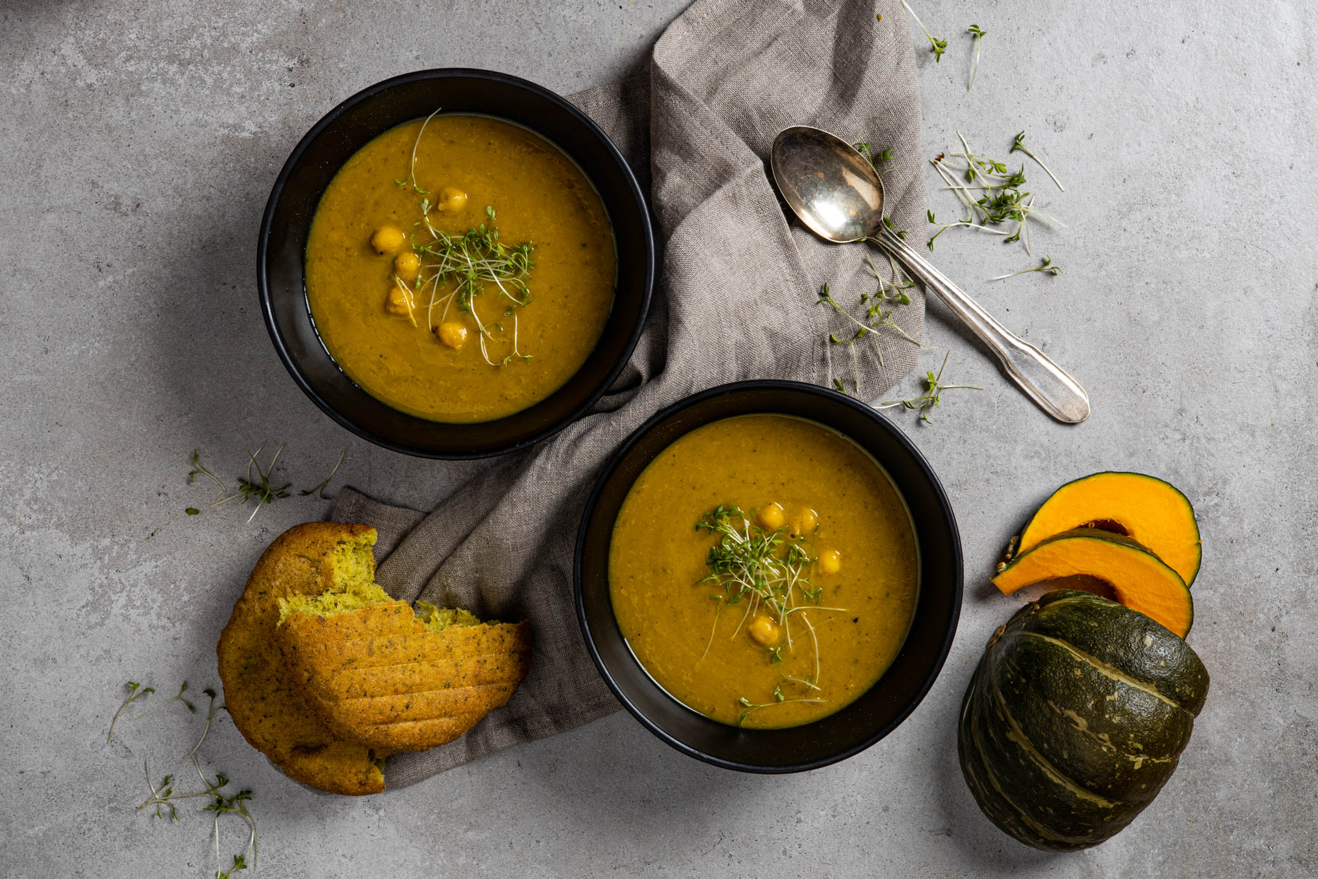 Seizoensbox V | Kabocha pompoensoep met tuinkers