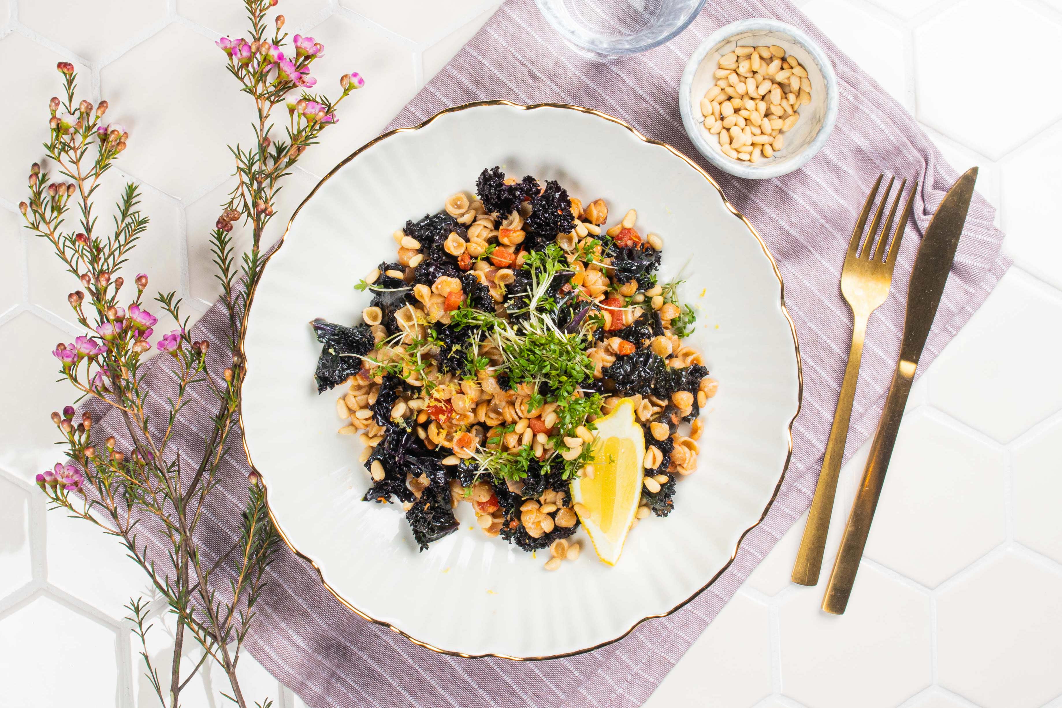 Seizoensbox VEGAN| Conchigliettes met rode boerenkool