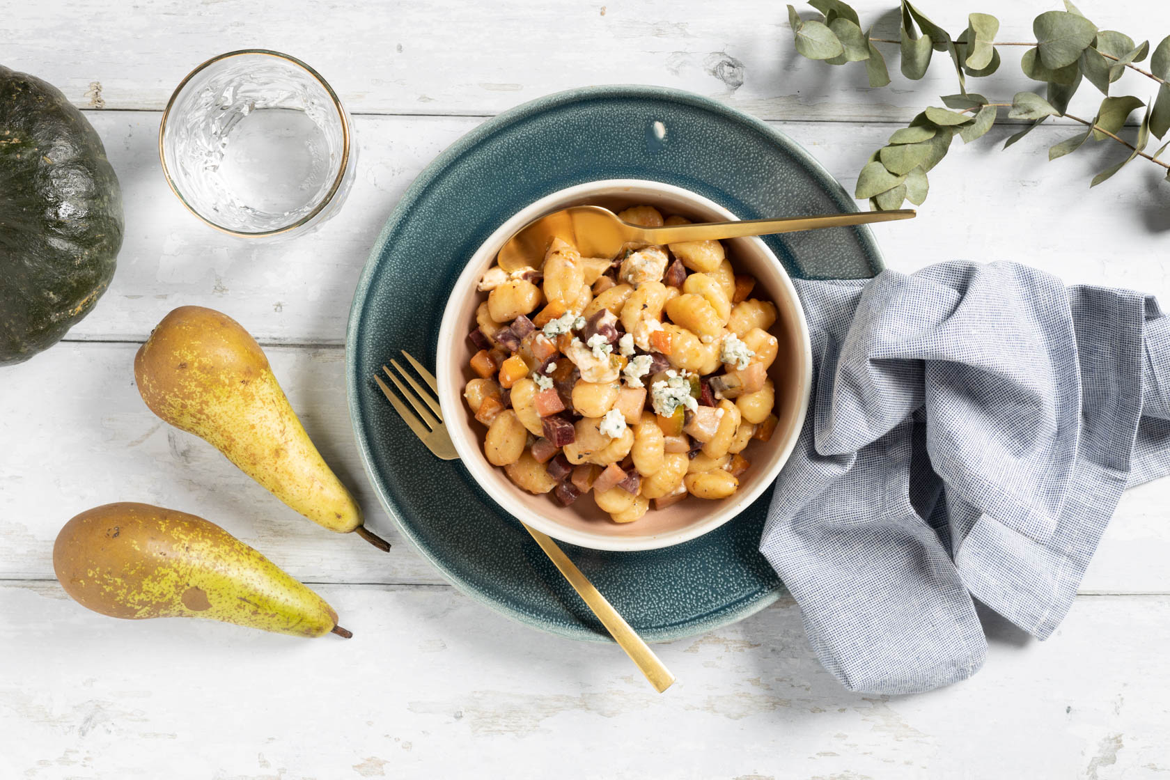 Seizoensbox VEGA MV | Gnocchi met blauwe kaas, peer