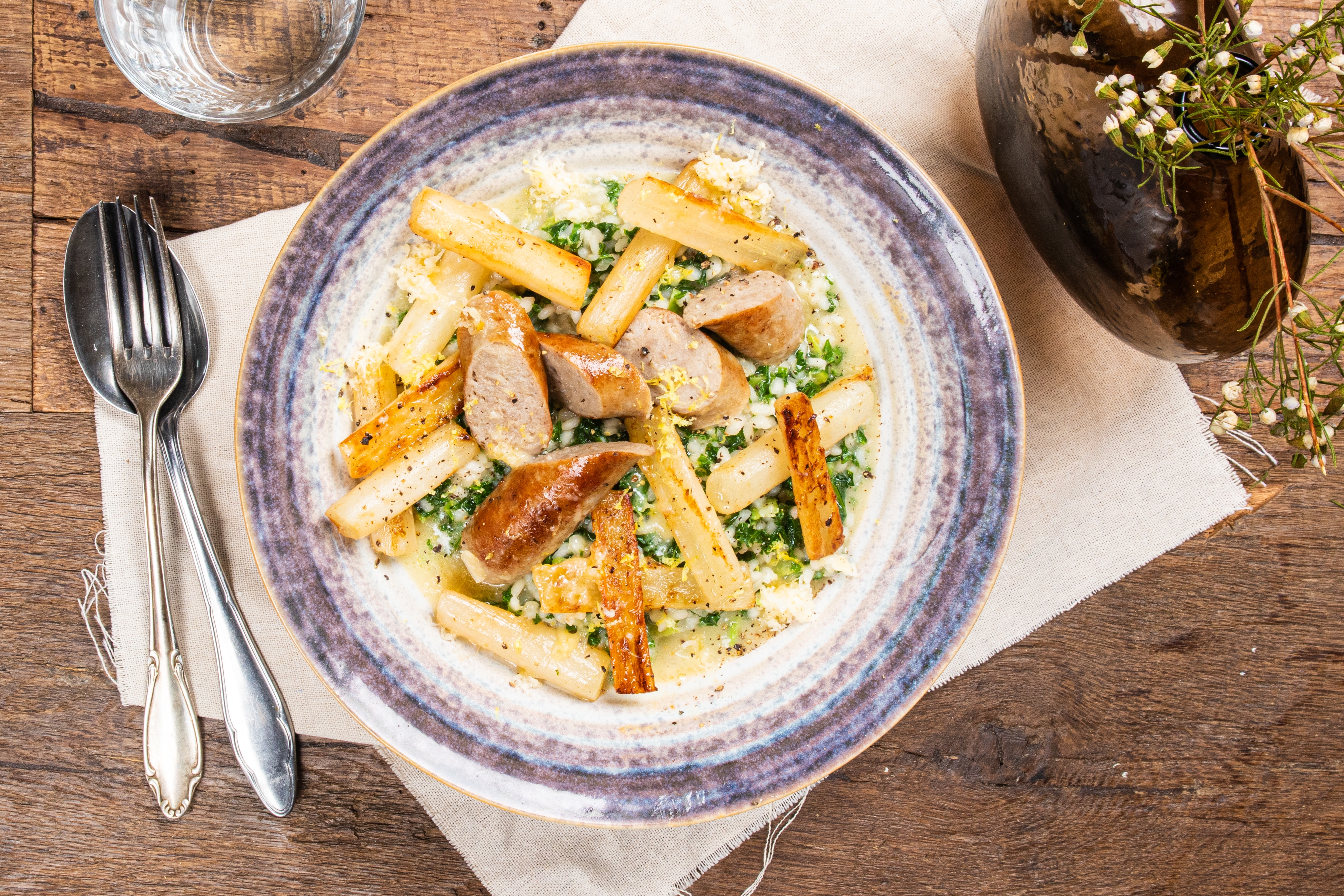 Seizoensbox | Risotto met rode boerenkool, verse worst