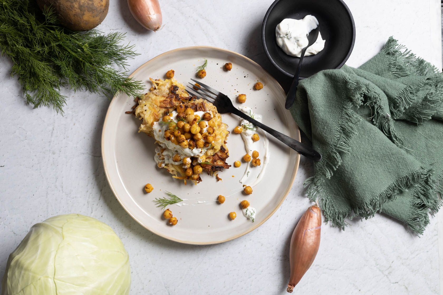 Seizoensbox VEGA | Witte kool rösti met gepofte kikkererwten