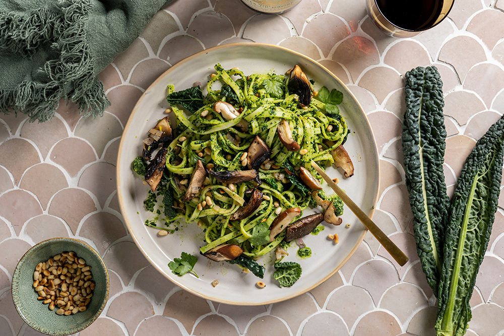 Tagliatelle met pesto van cavolo nero