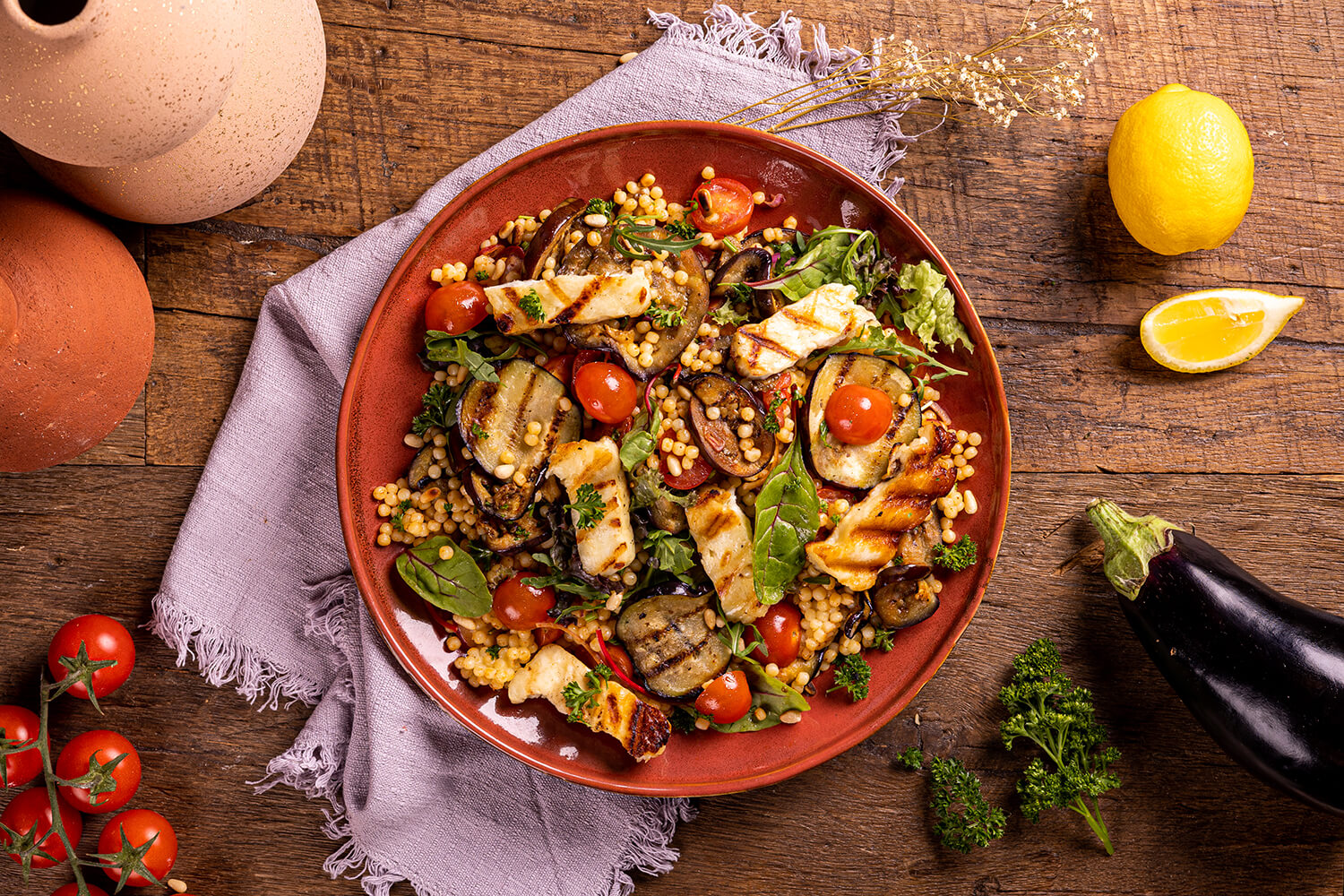 Parelcouscous met aubergine