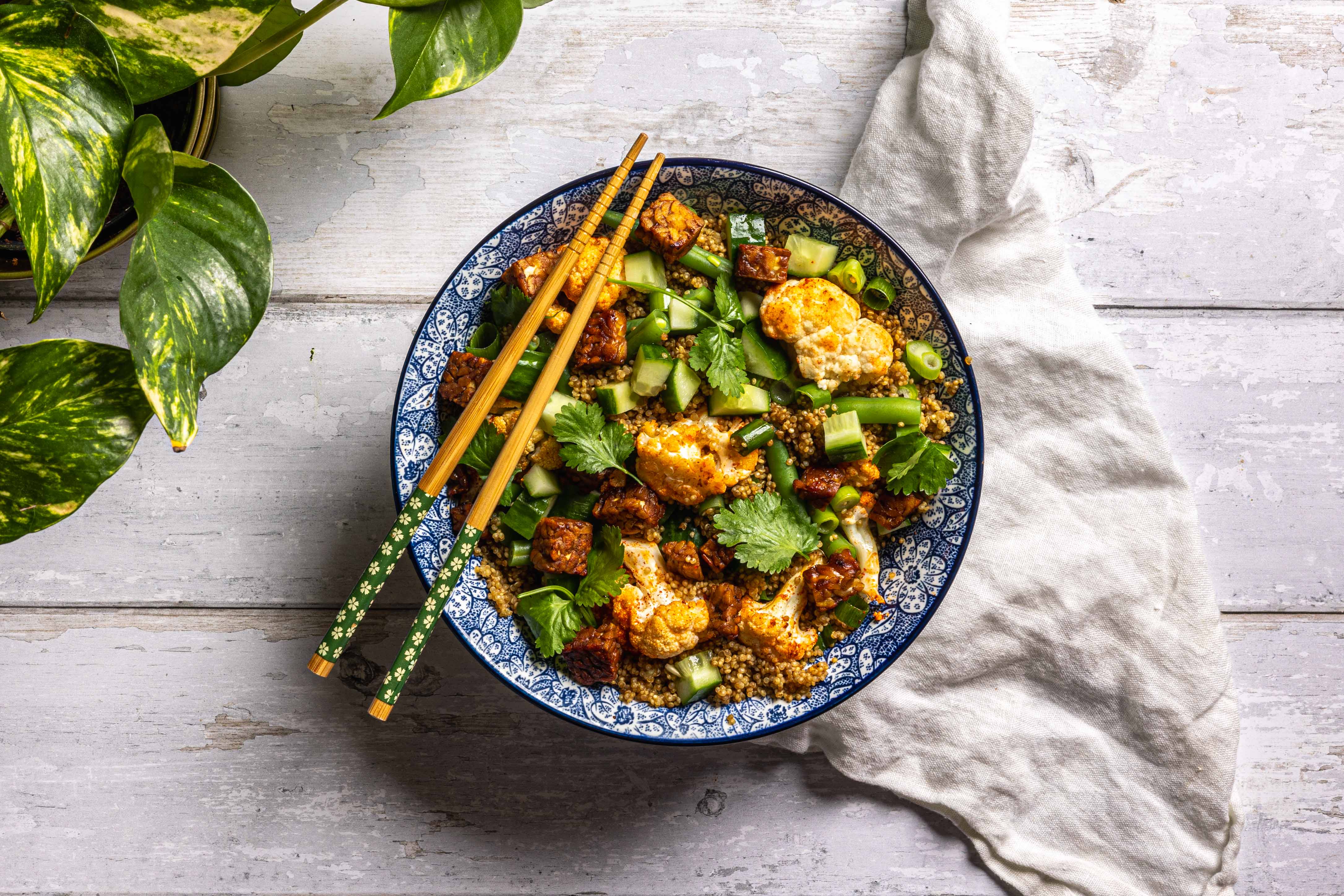 Quinoa met tempeh