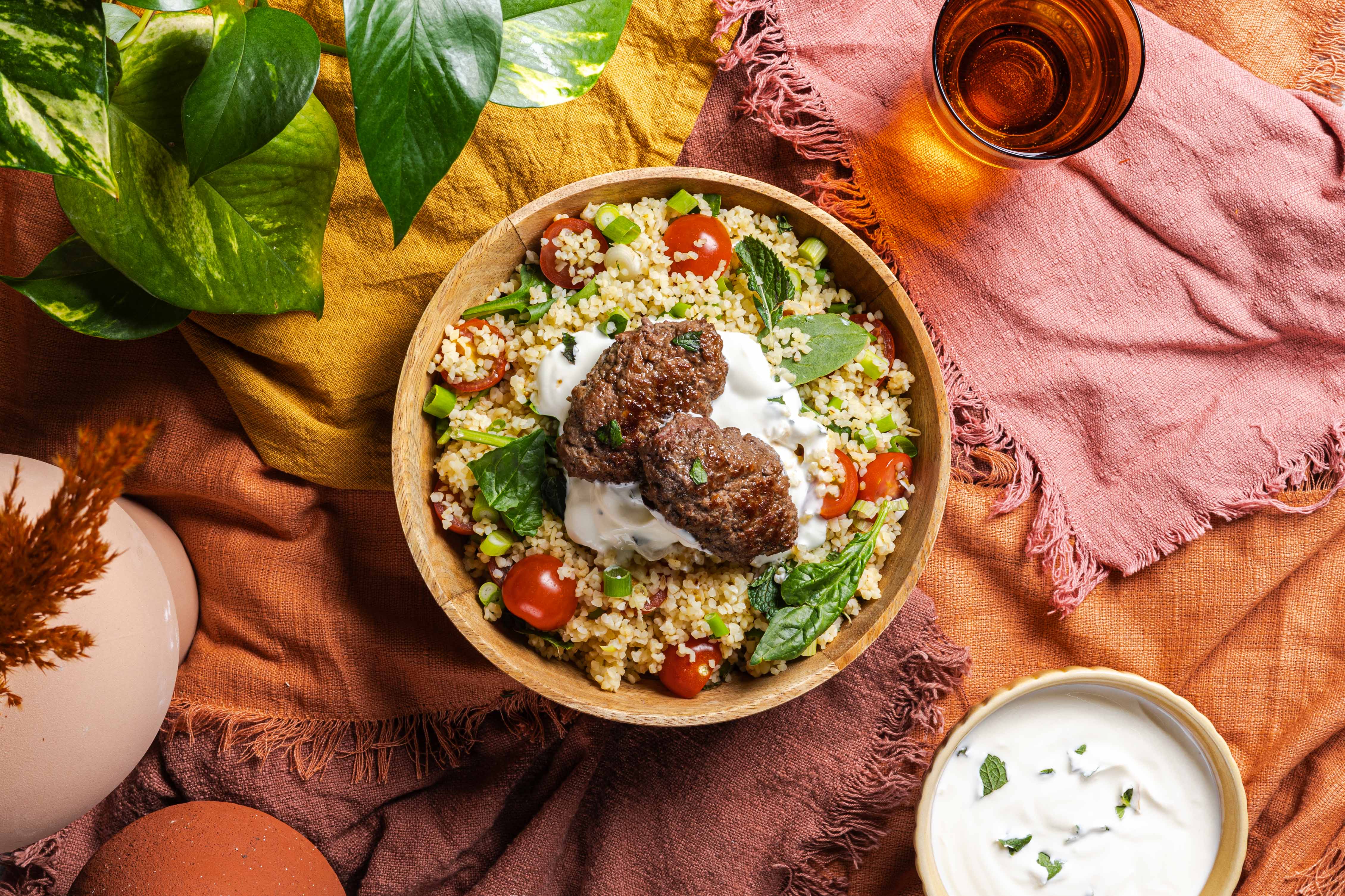 Bulgur met munt-hangop