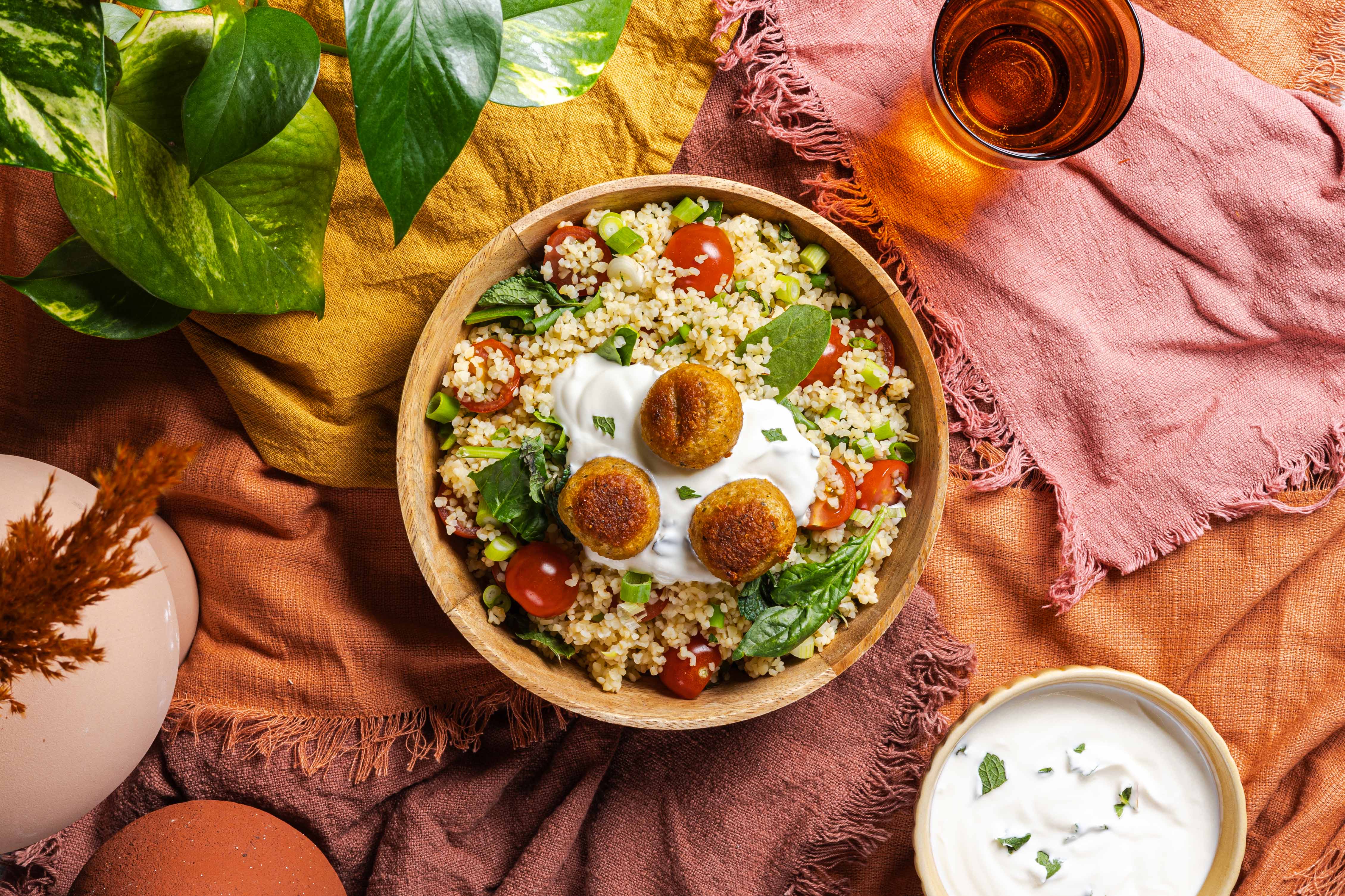 Bulgur met munt-hangop