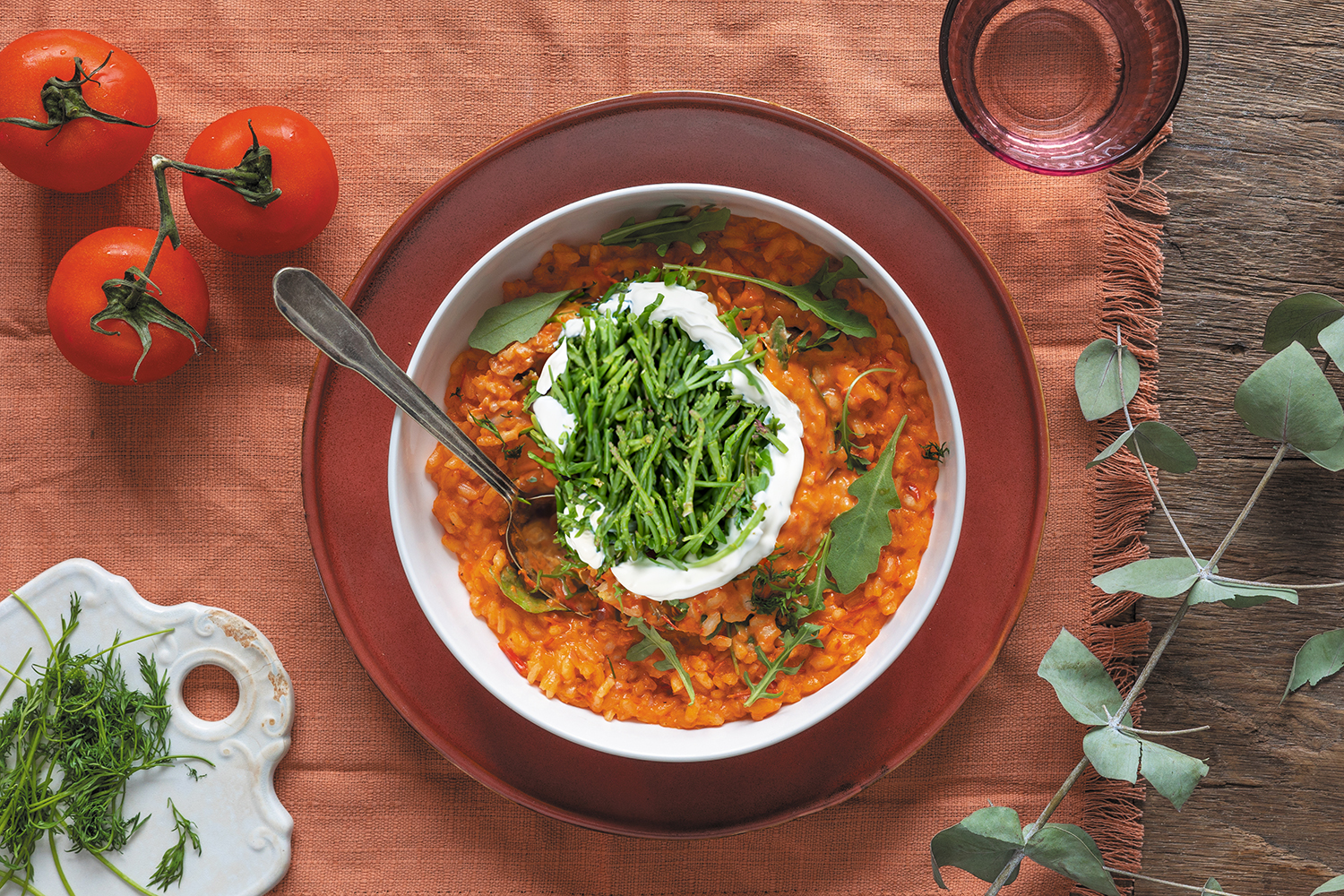 Smeuïge paprika-tomatenrisotto