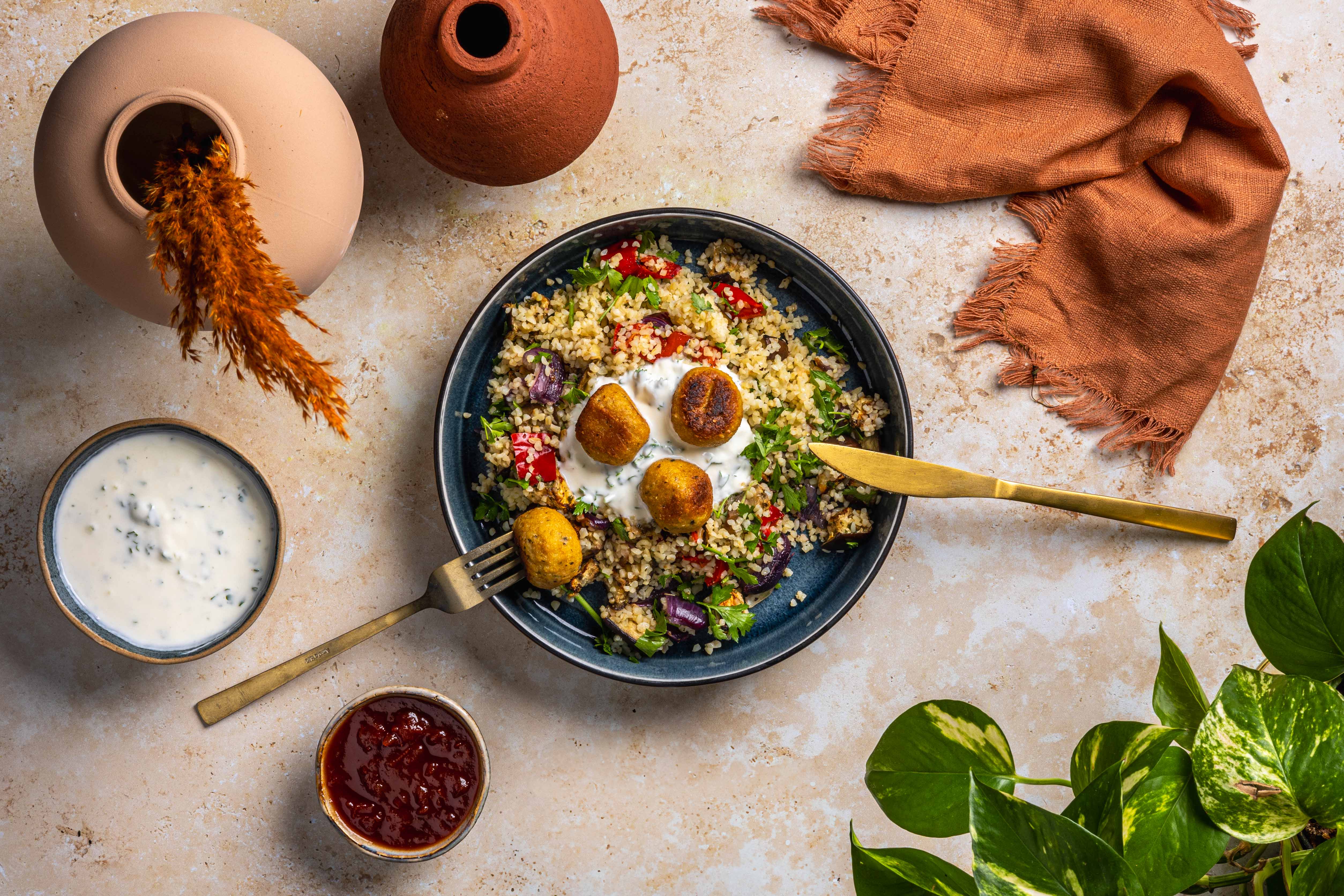 Bulgur met falafel