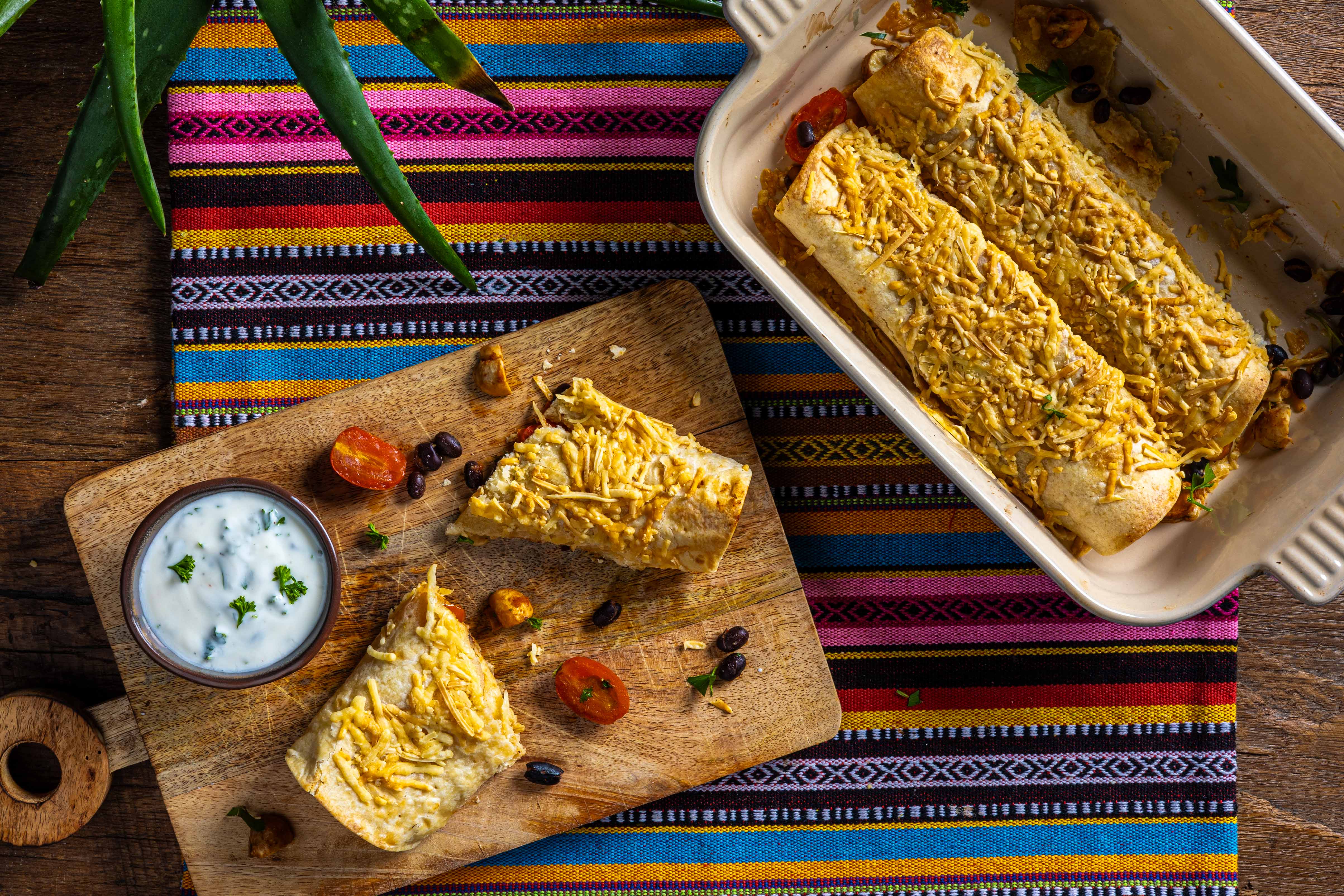 Mexicaanse burrito met zwarte bonen