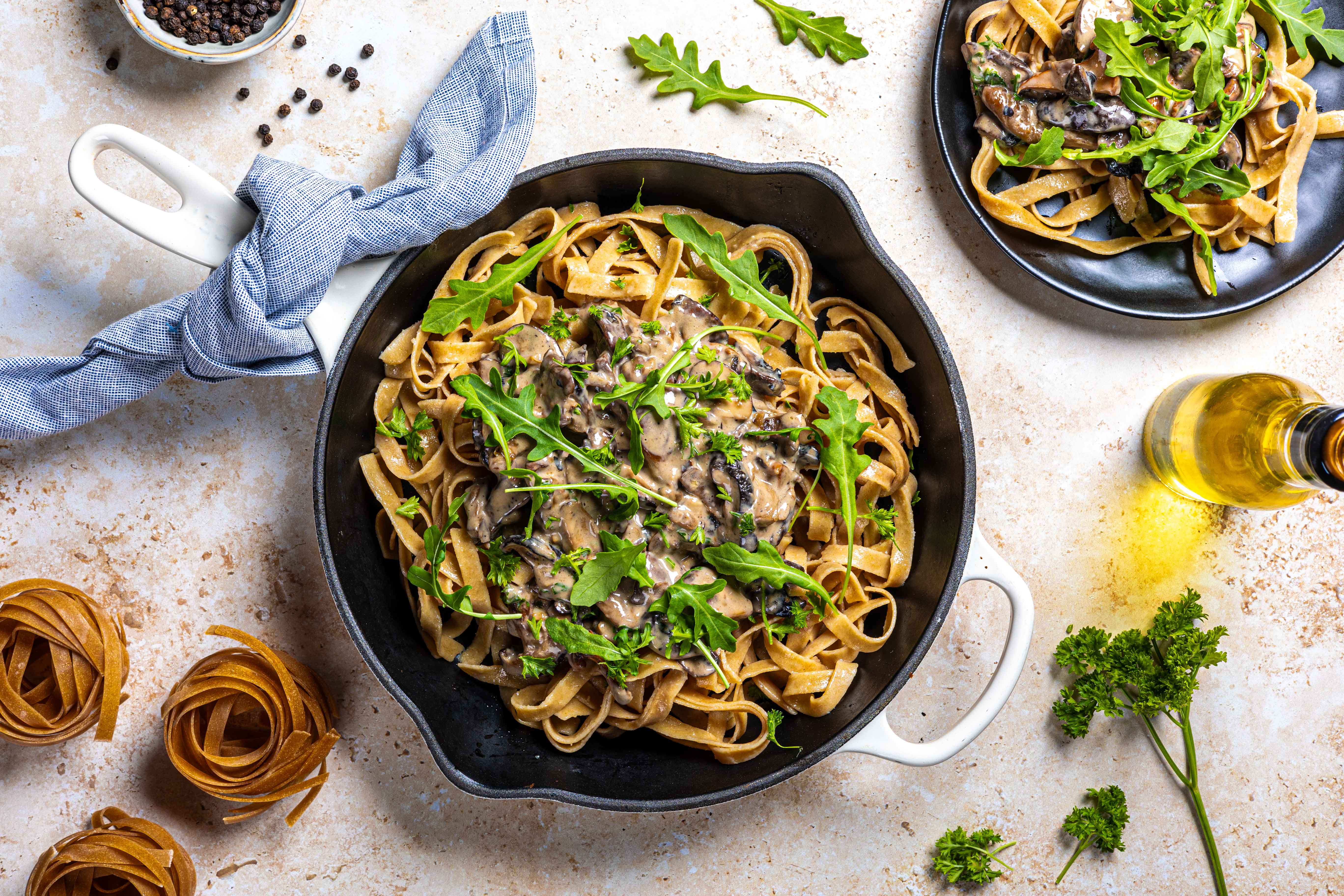 Tagliatelle met paddenstoelenroomsaus