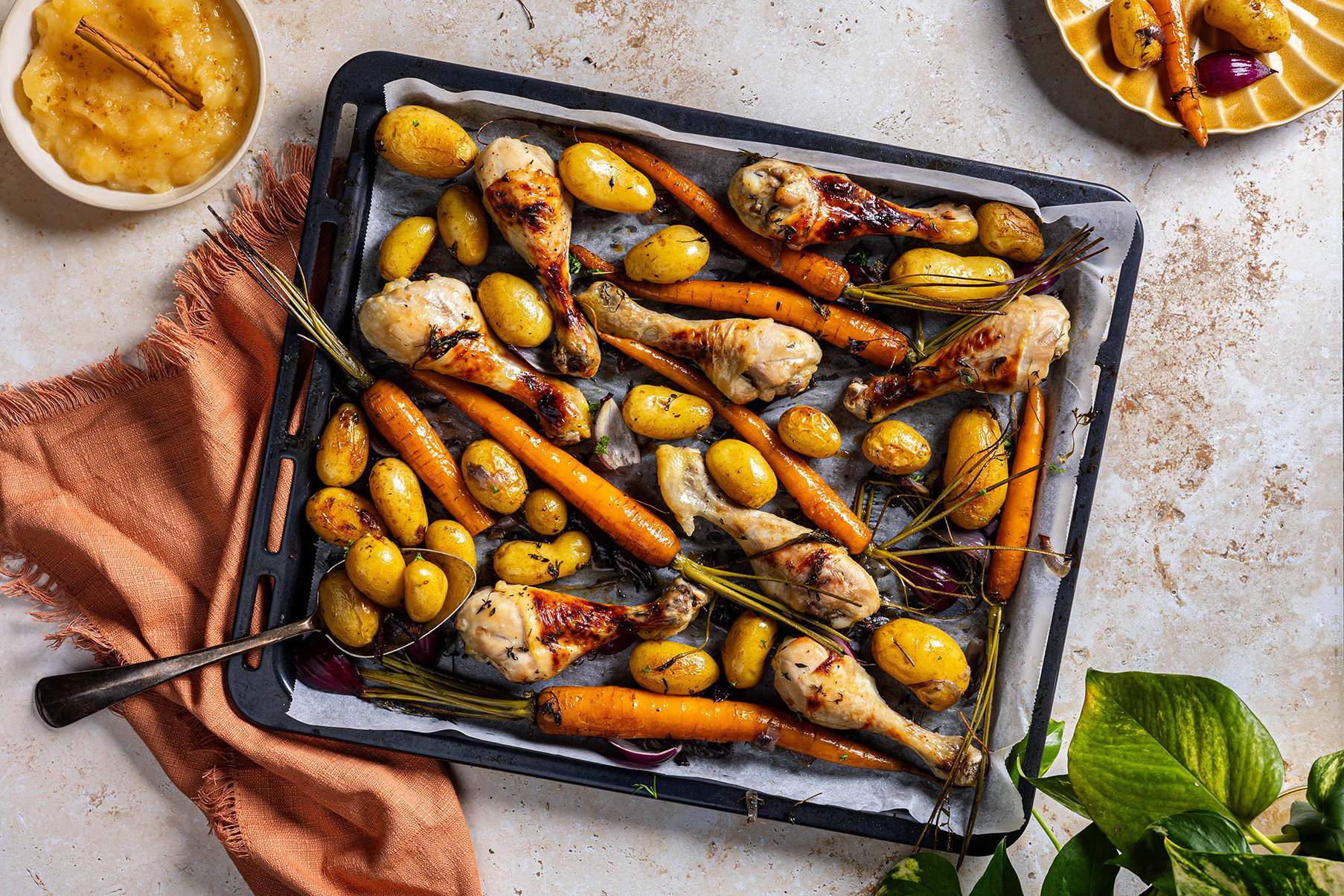 Traybake met kip en appelmoes