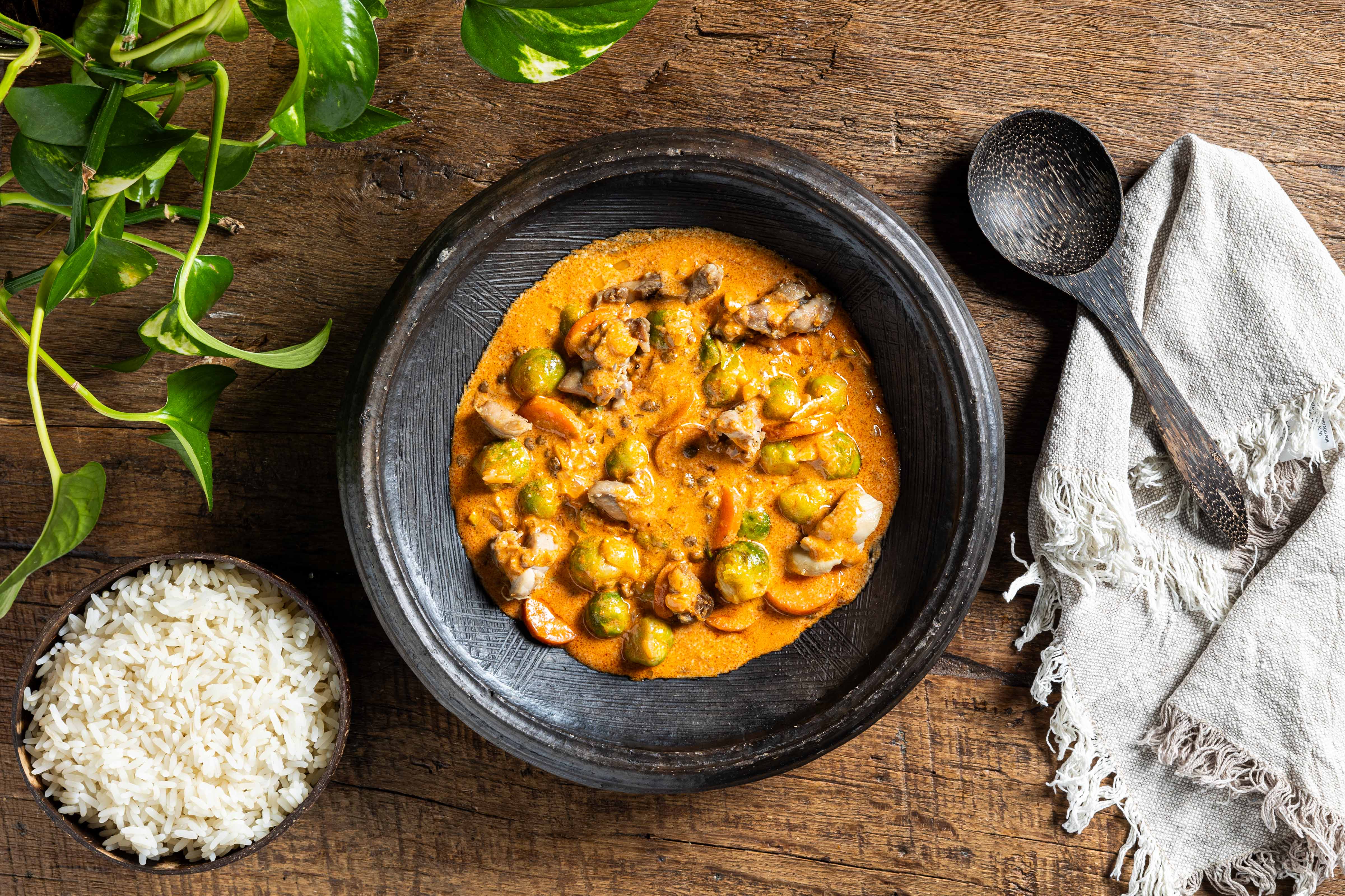 Curry met spruitjes