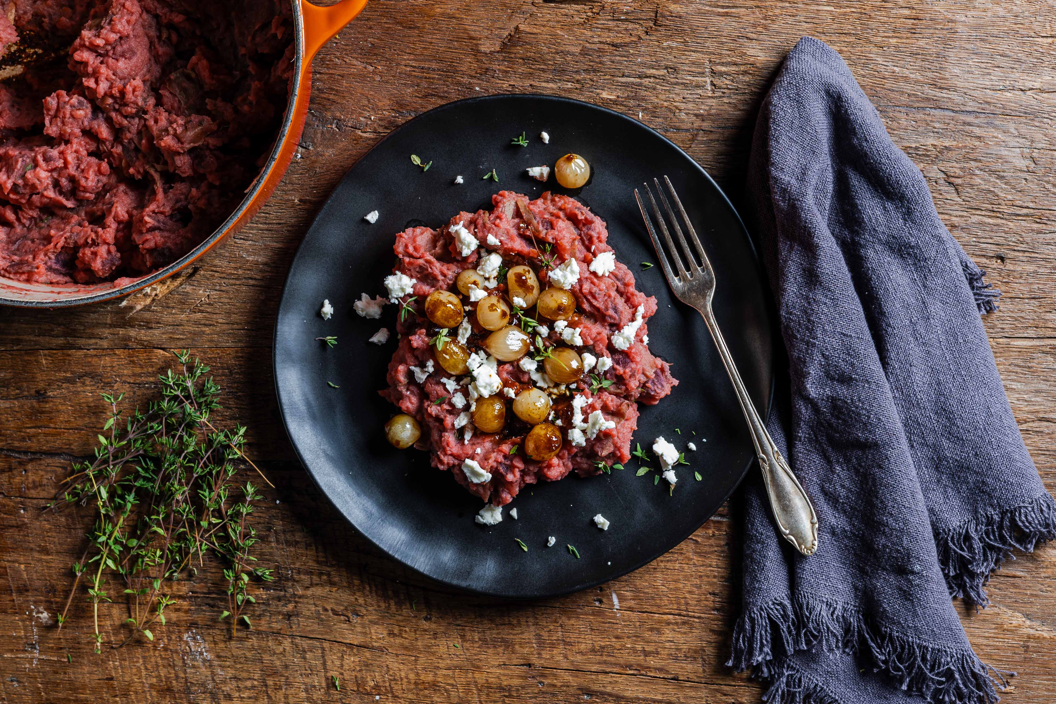 Bietenstamppot met feta