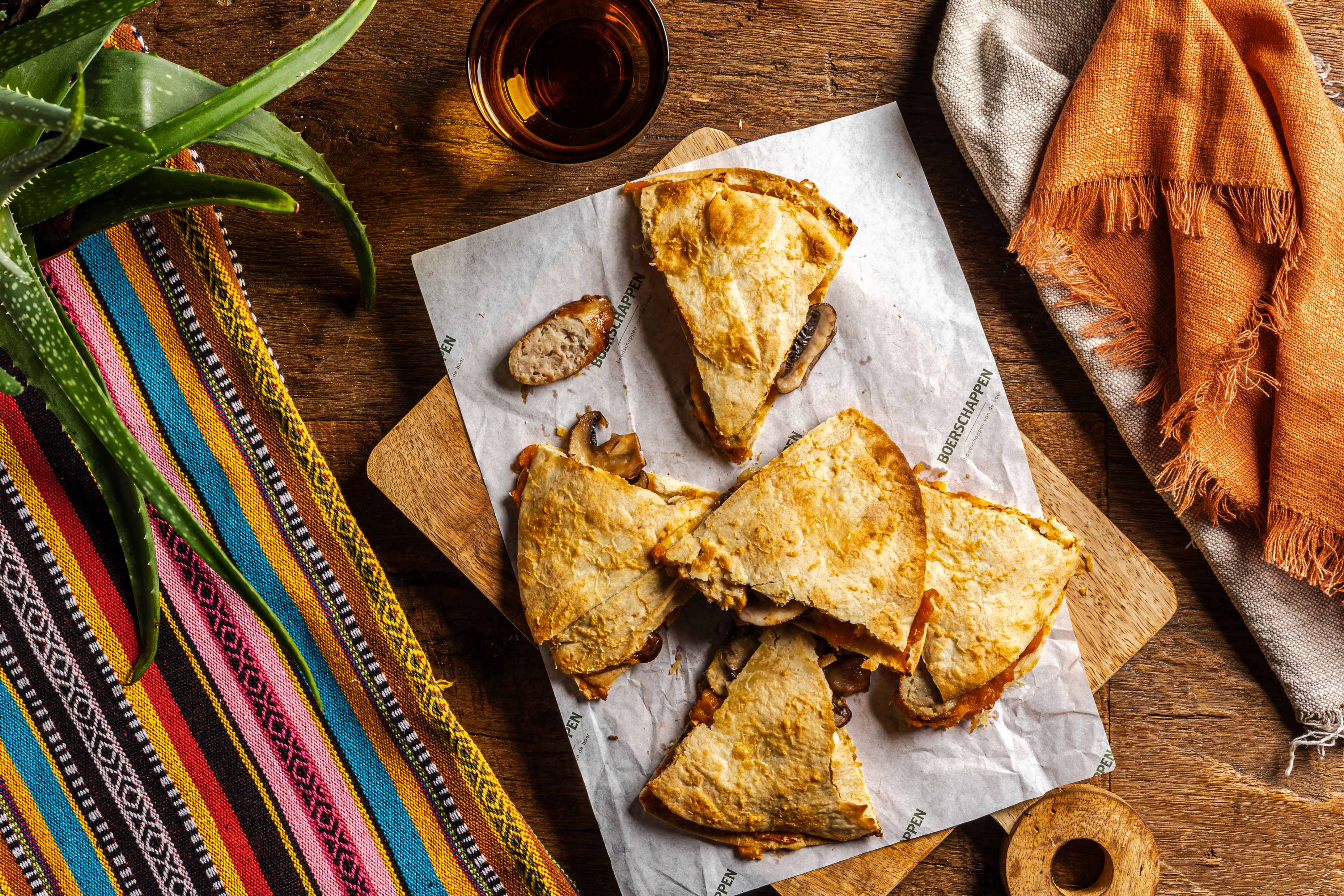 Quesadillas met kalkoenworst