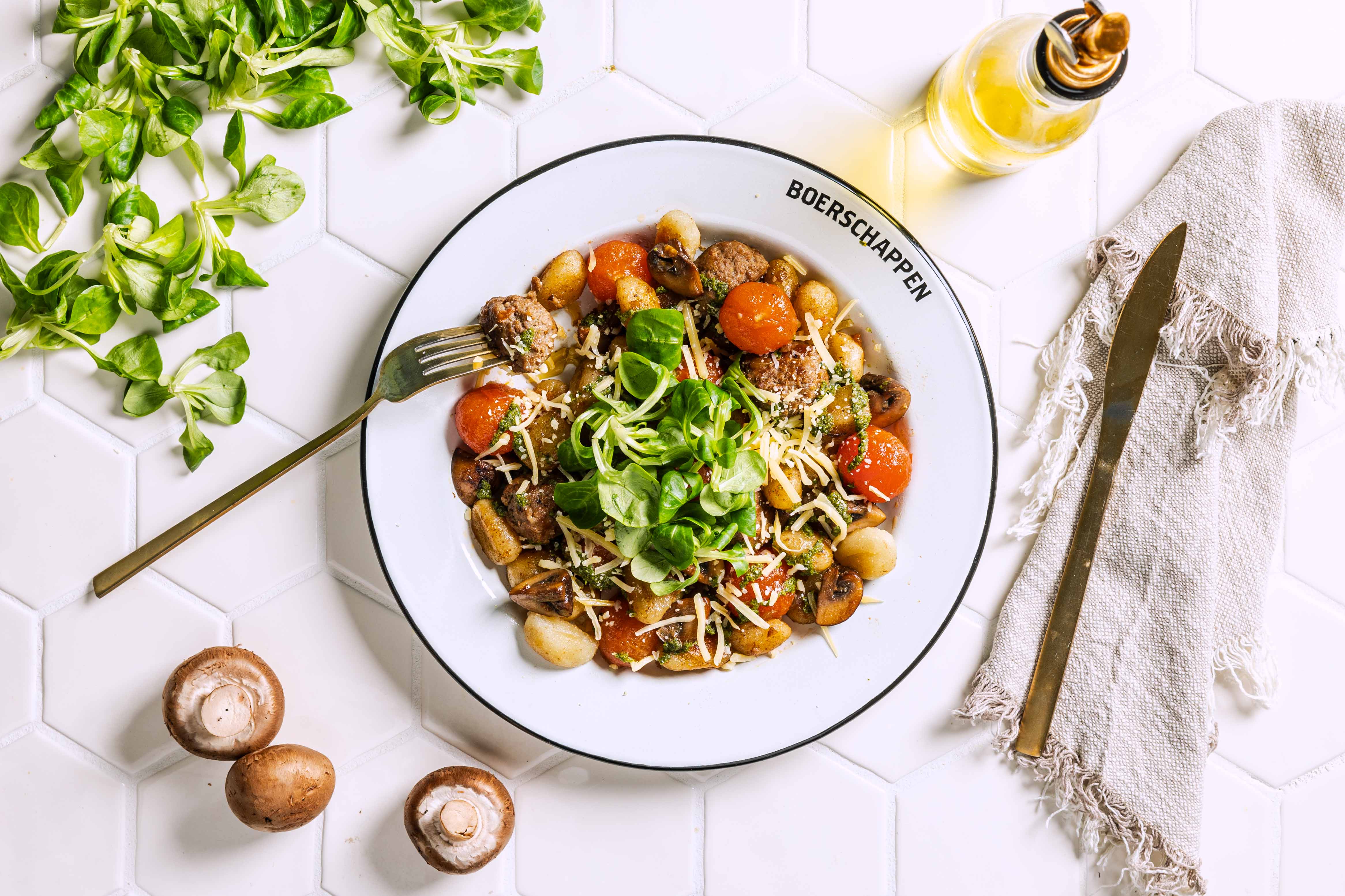 Gnocchi met gehaktballetjes