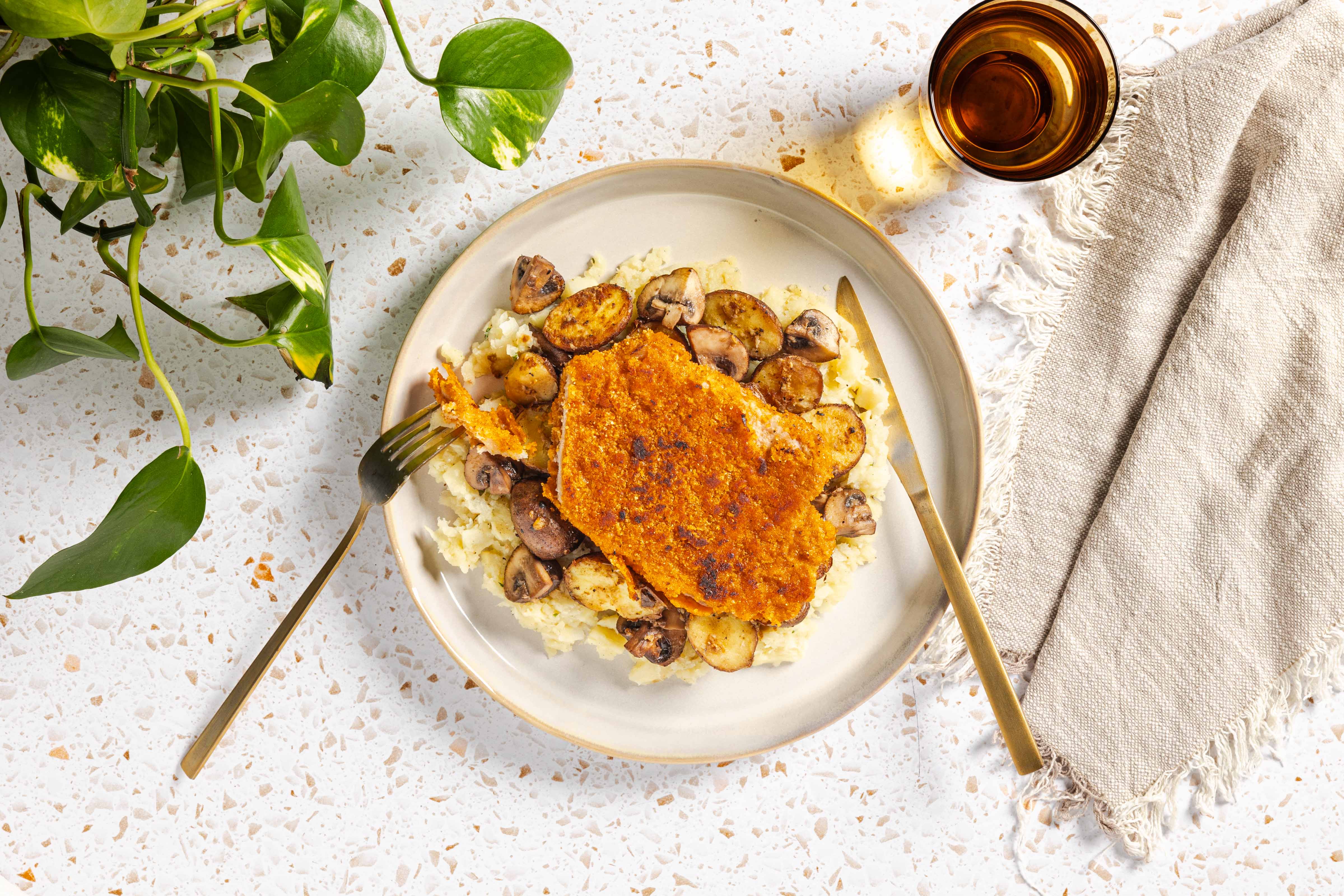 Schnitzel met pastinaakpuree