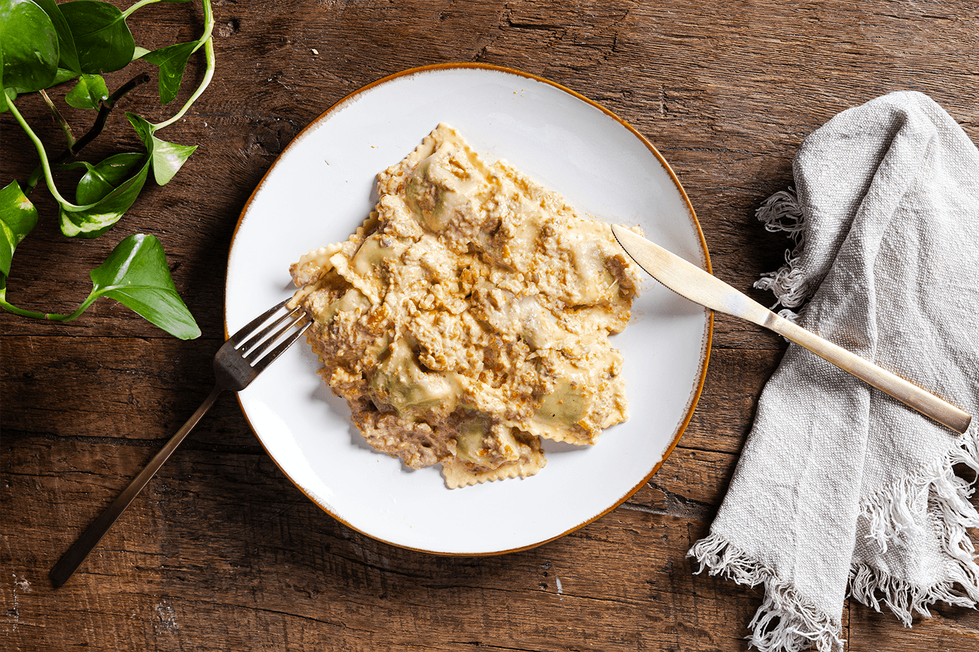 Ravioli in roomsaus