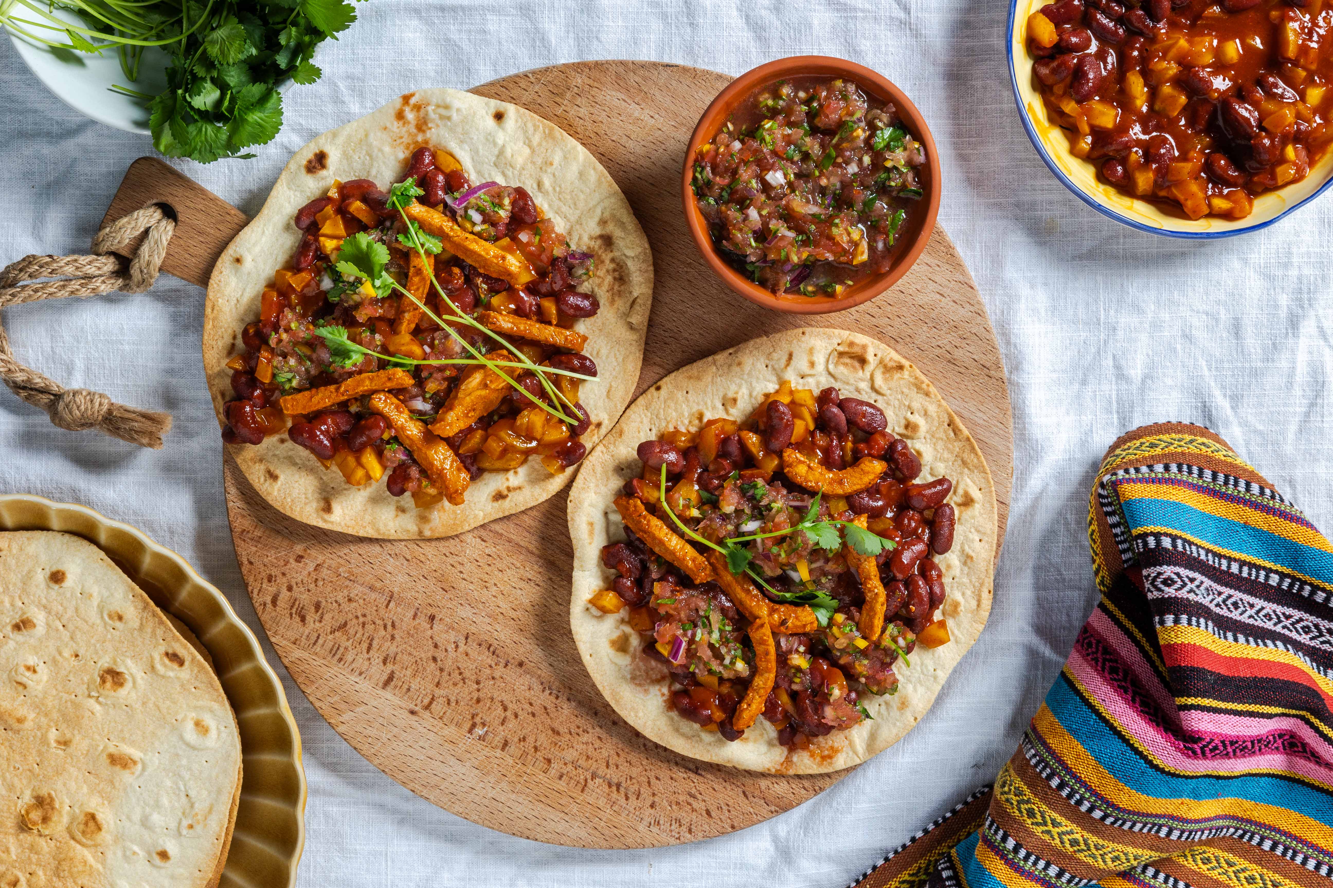Tostada’s met varkensreepjes