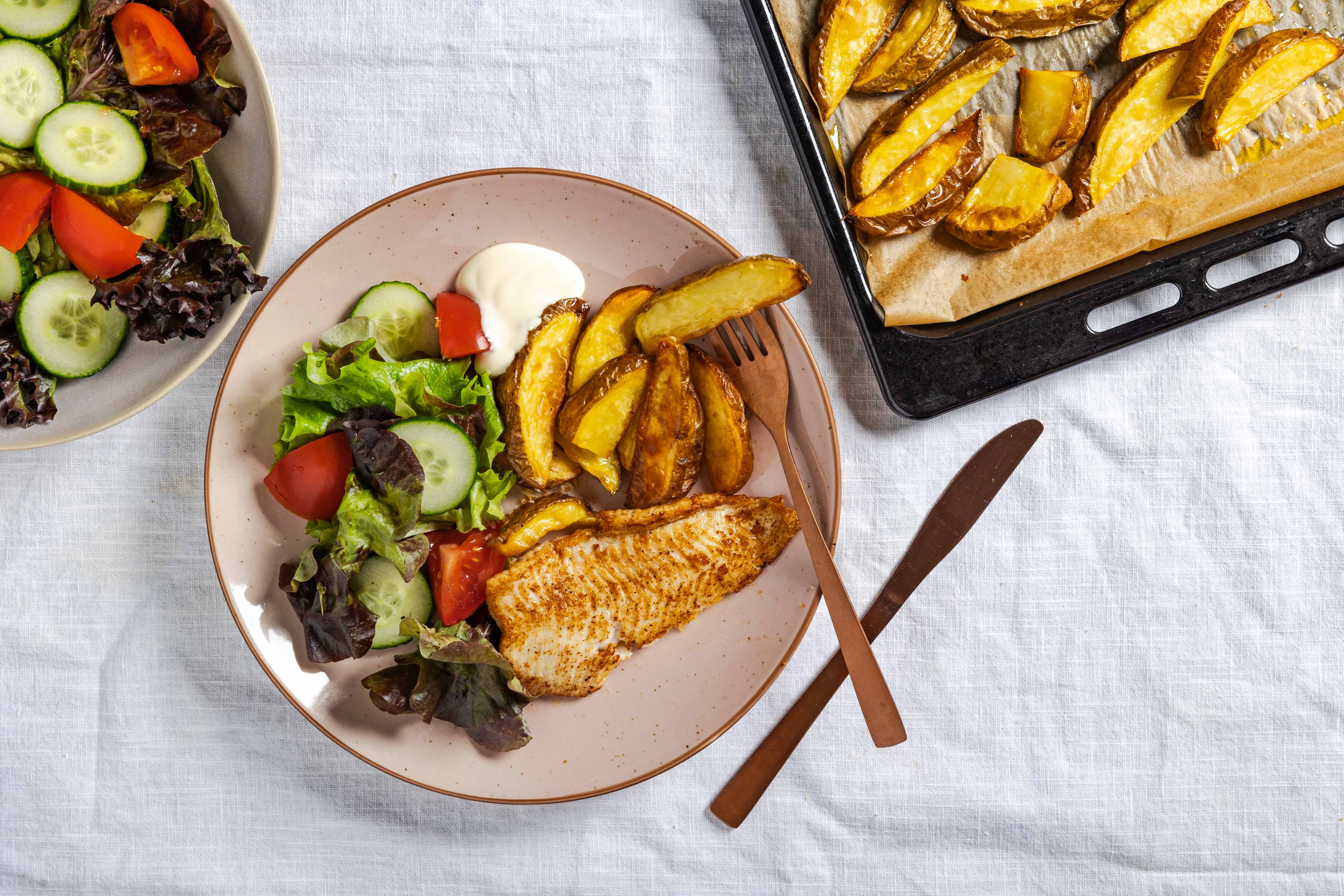 Scholfilet met ovenaardappeltjes