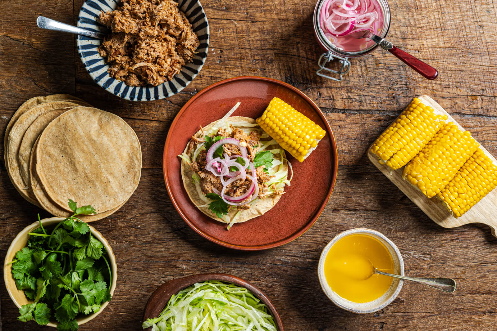 Tostadas met pulled pork