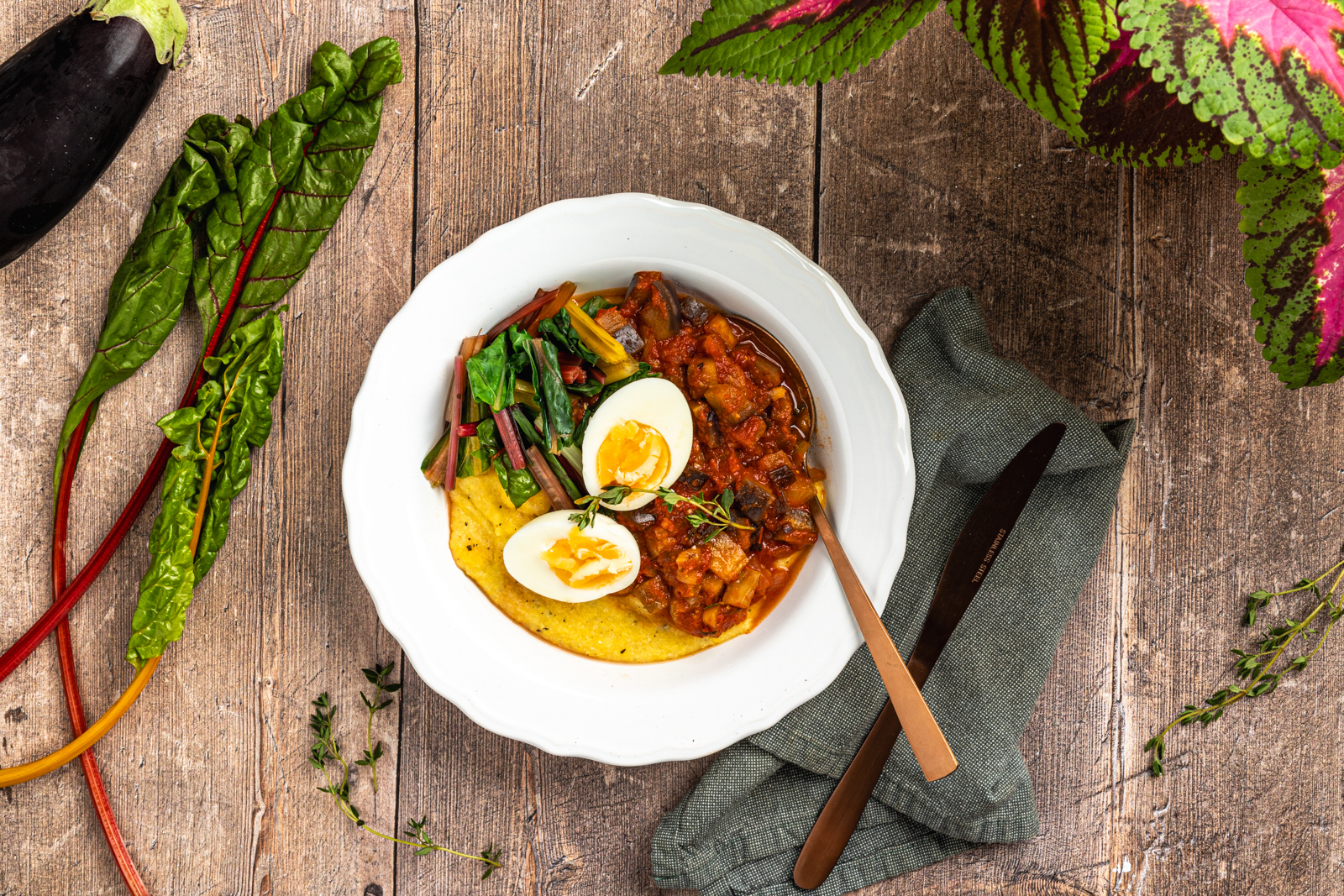 Polenta met auberginestoof