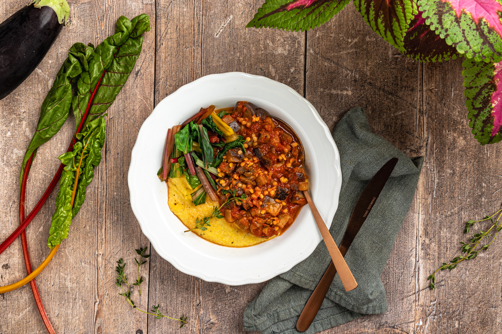 Polenta met auberginestoof