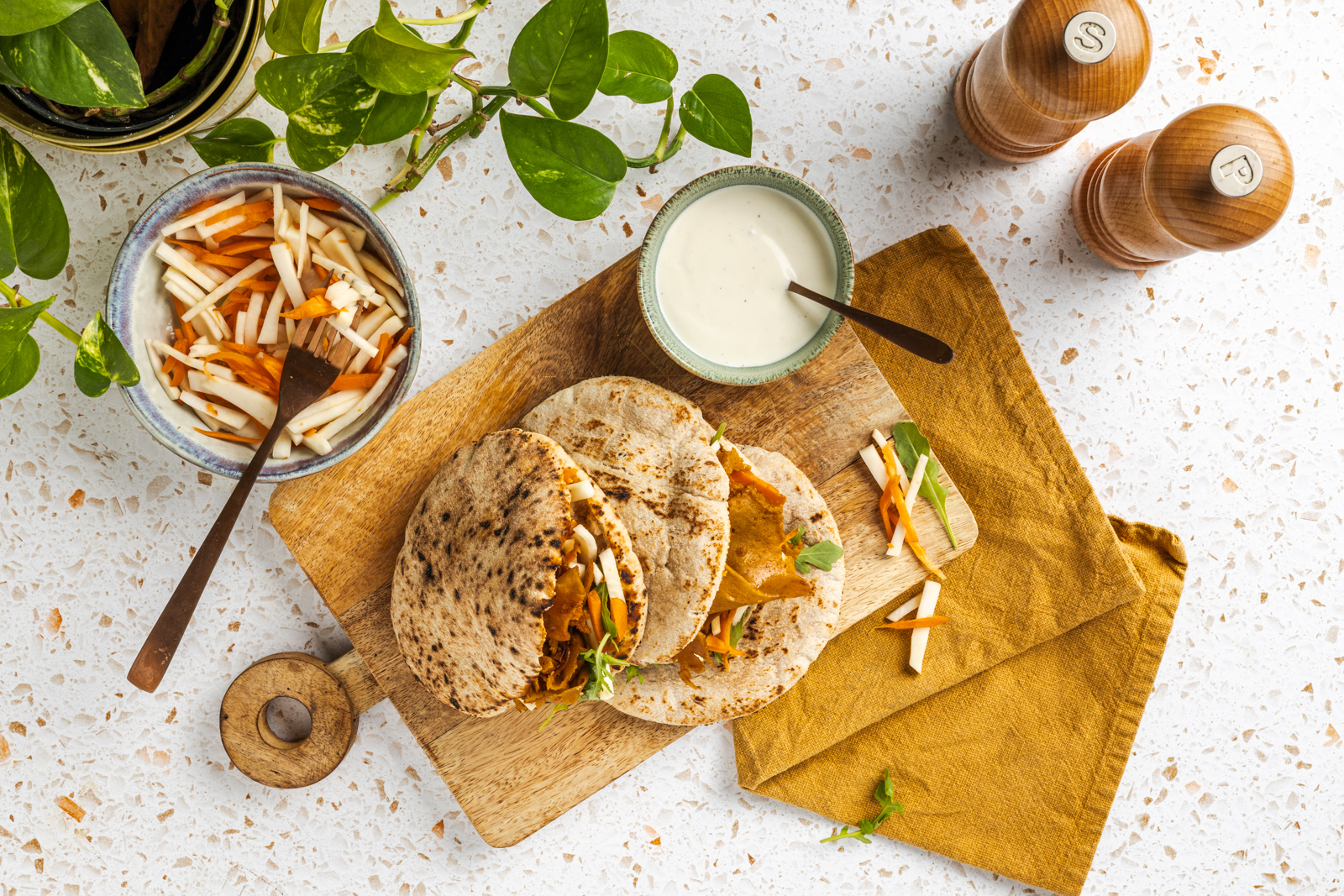 Pita met vegan döner