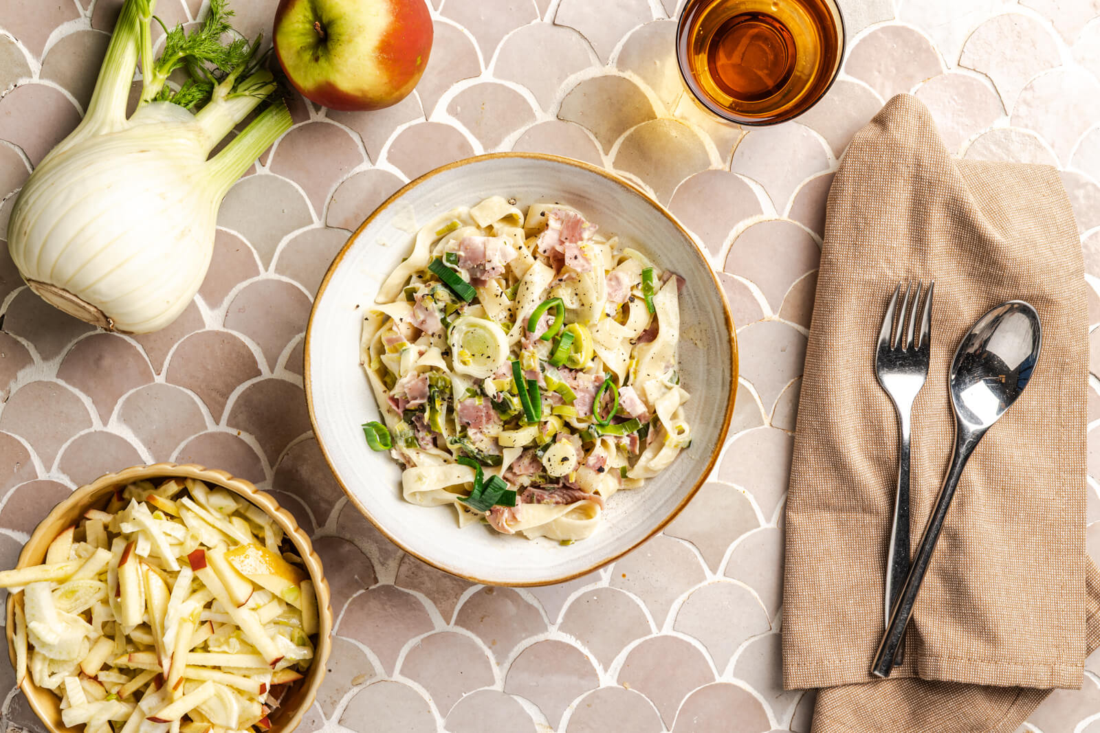 Romige ham-prei tagliatelle