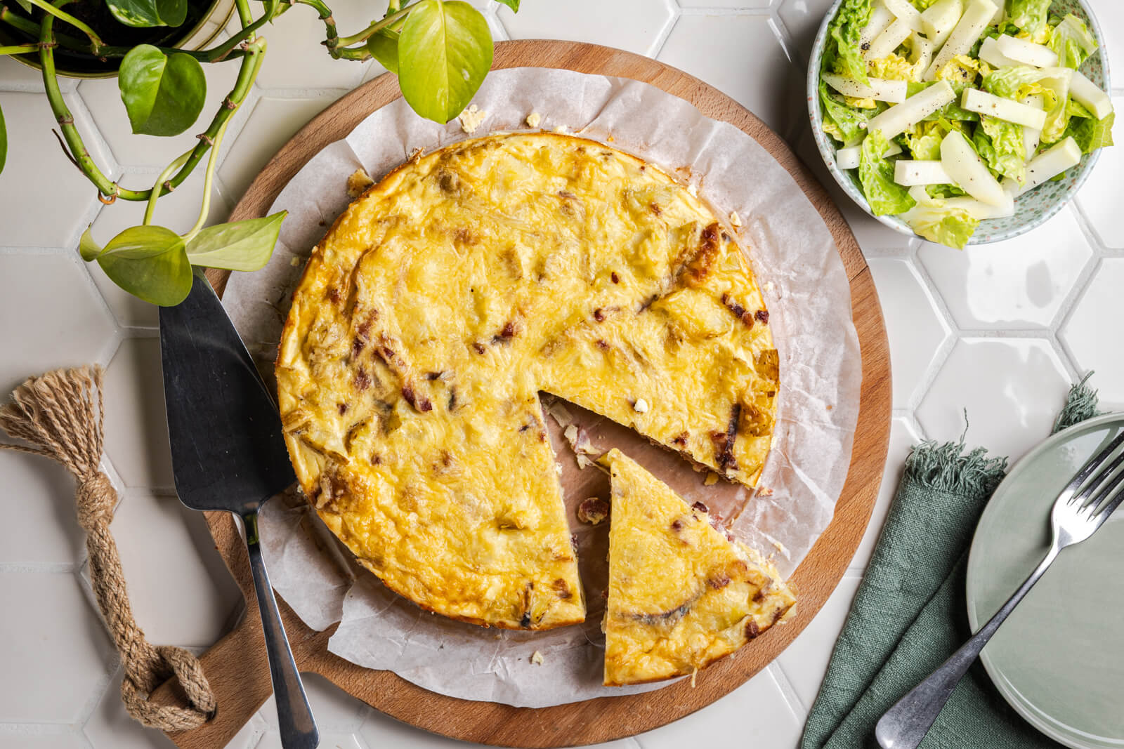 Spaanse aardappeltortilla met spekjes
