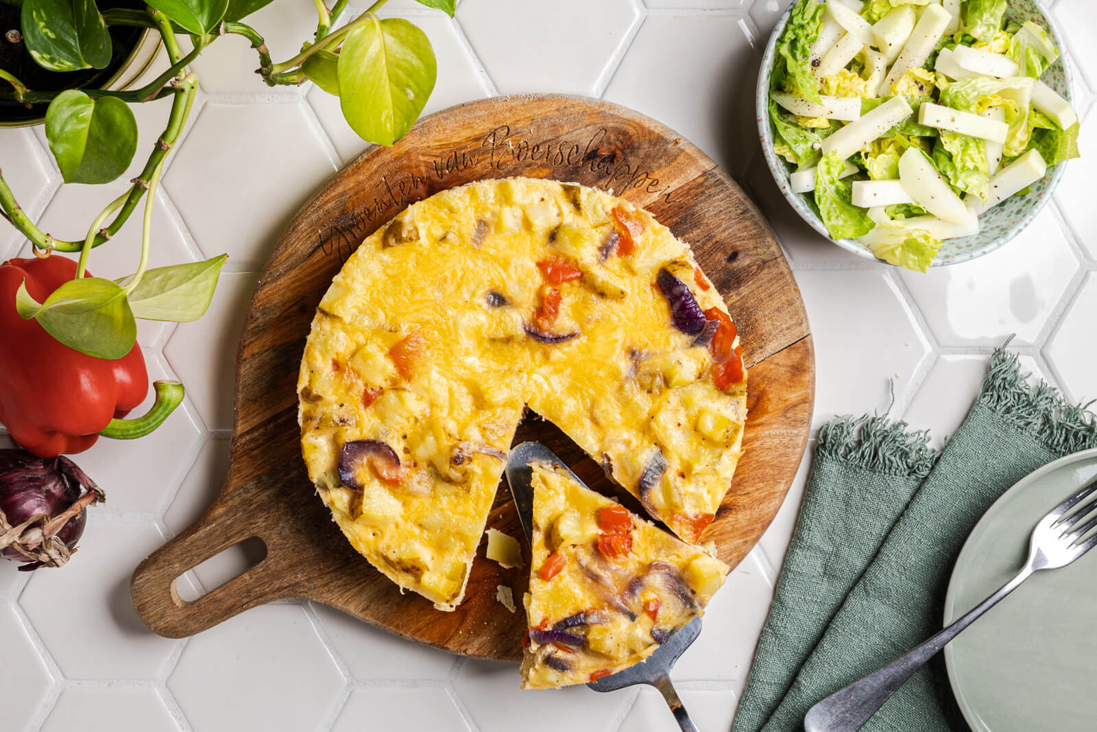 Spaanse aardappeltortilla met paprika