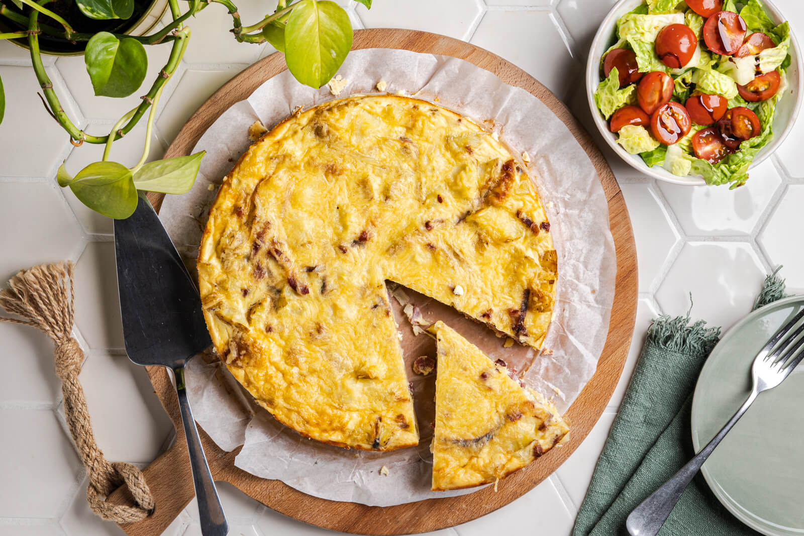 Spaanse aardappeltortilla met spekjes