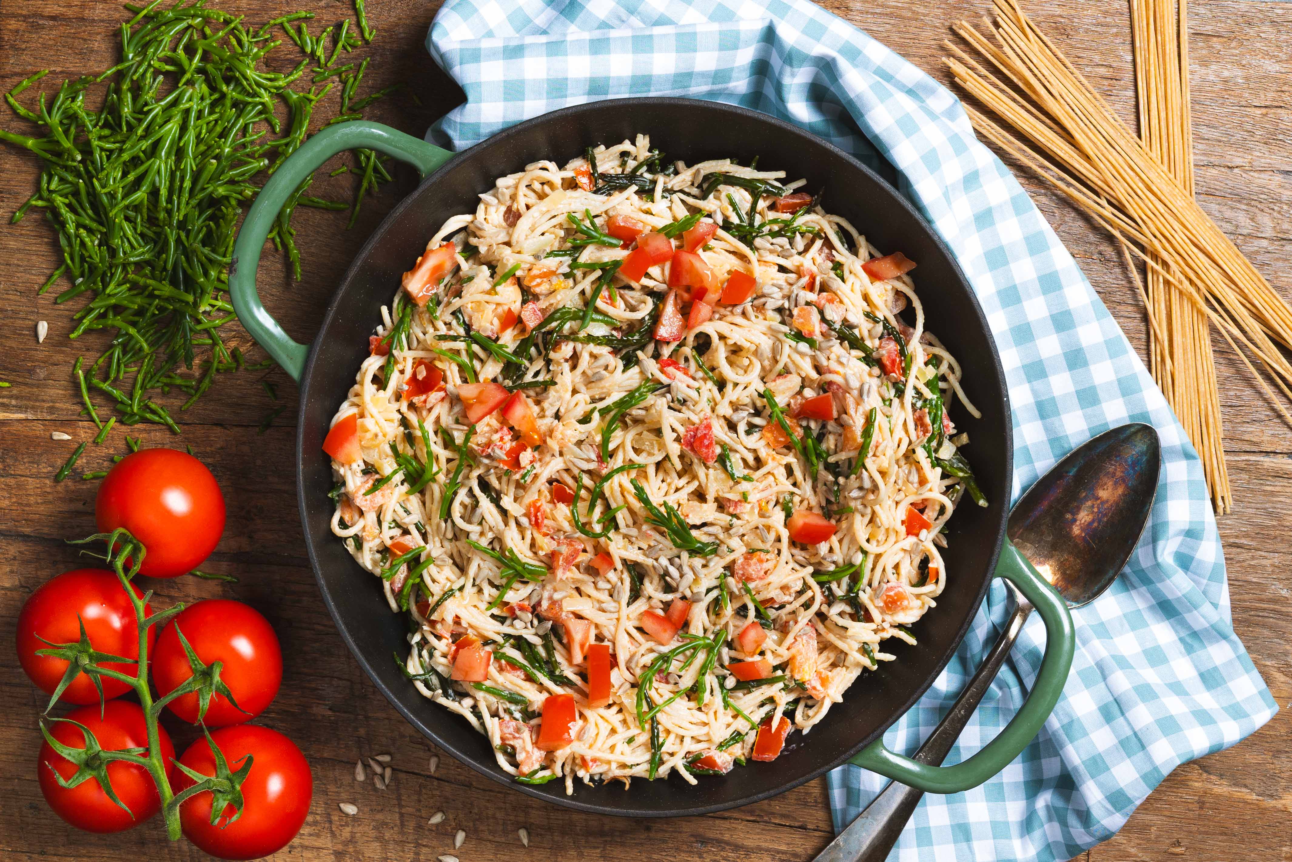 Spaghetti met zeekraal