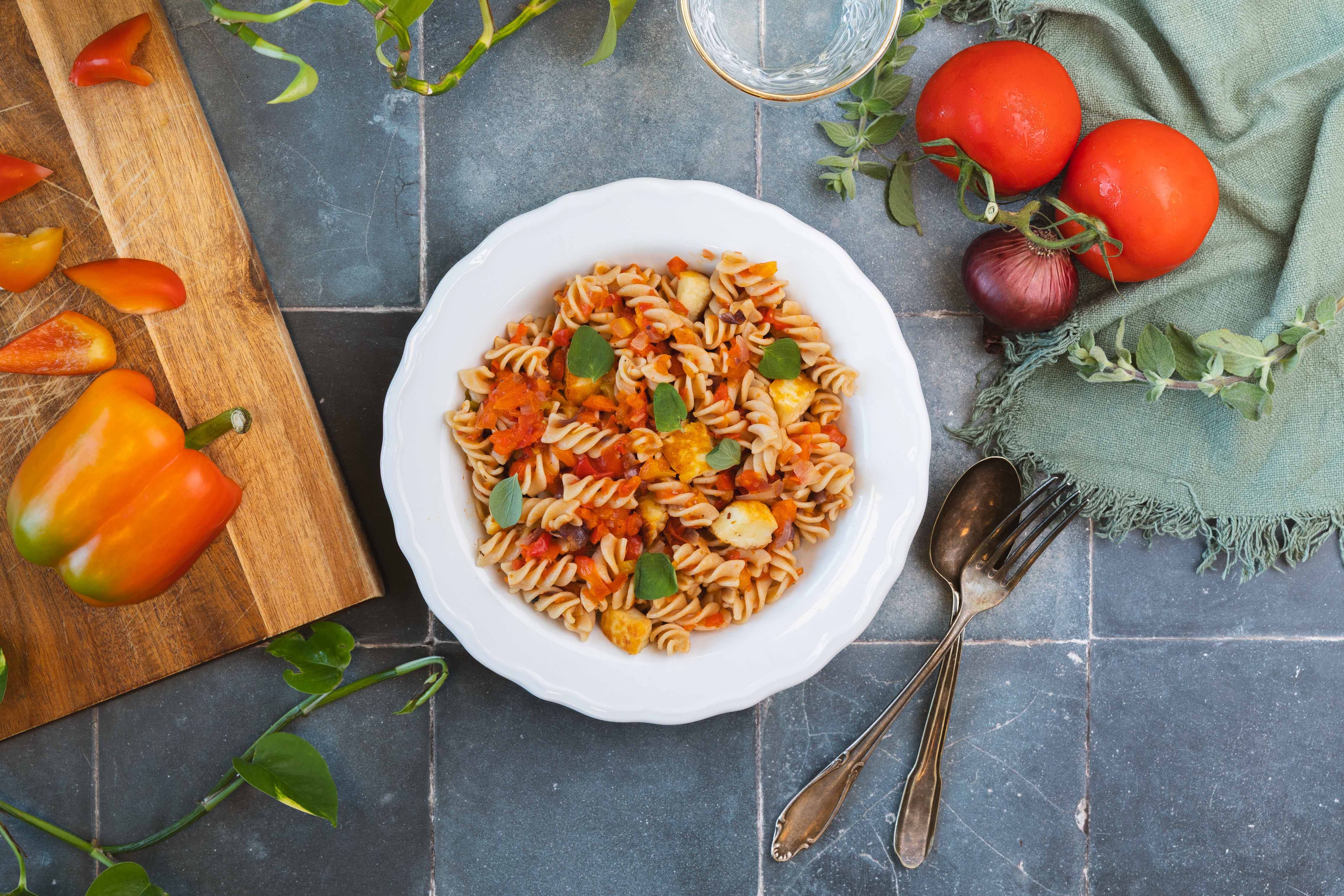 Pasta met geroosterde groenten