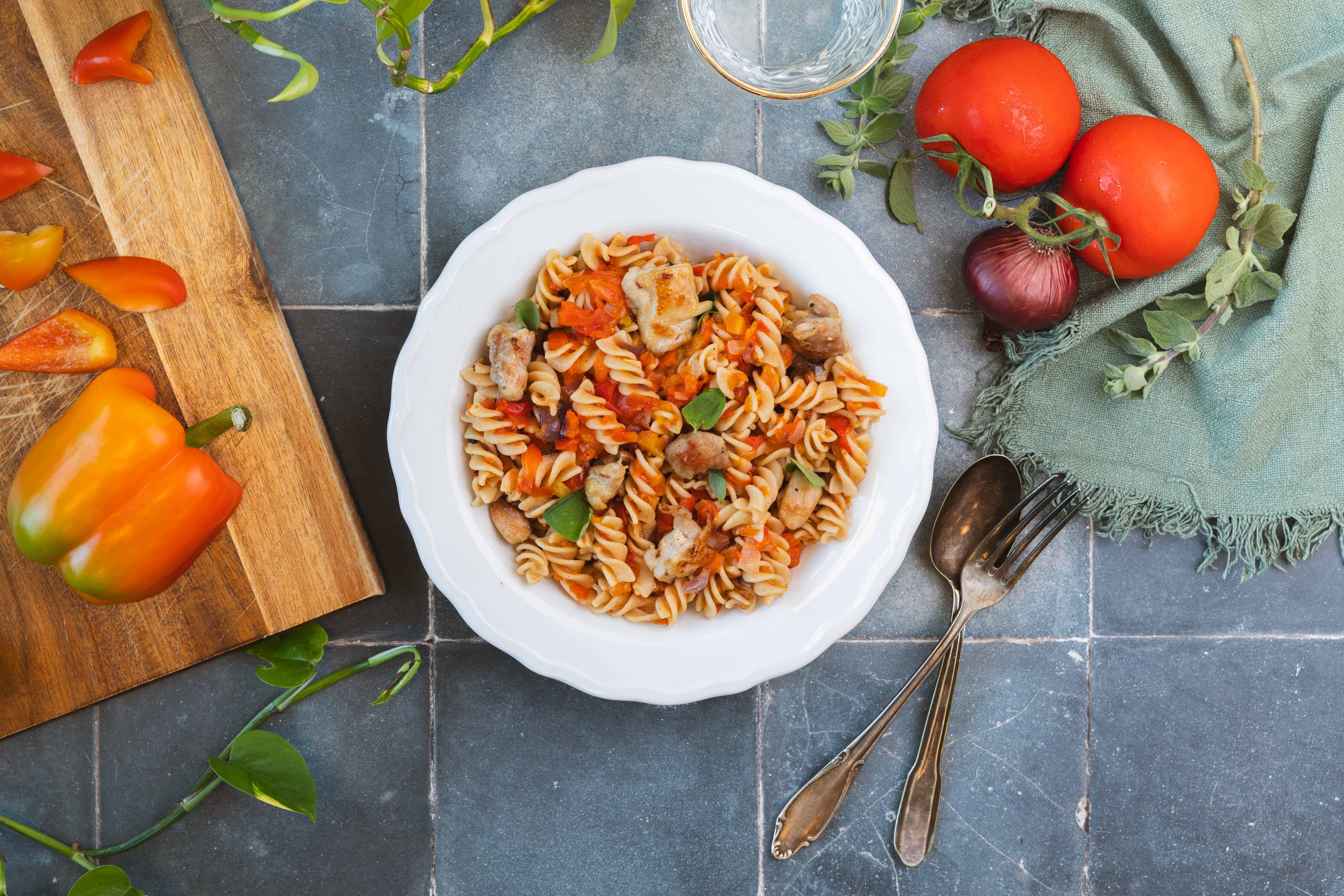 Pasta met geroosterde groenten