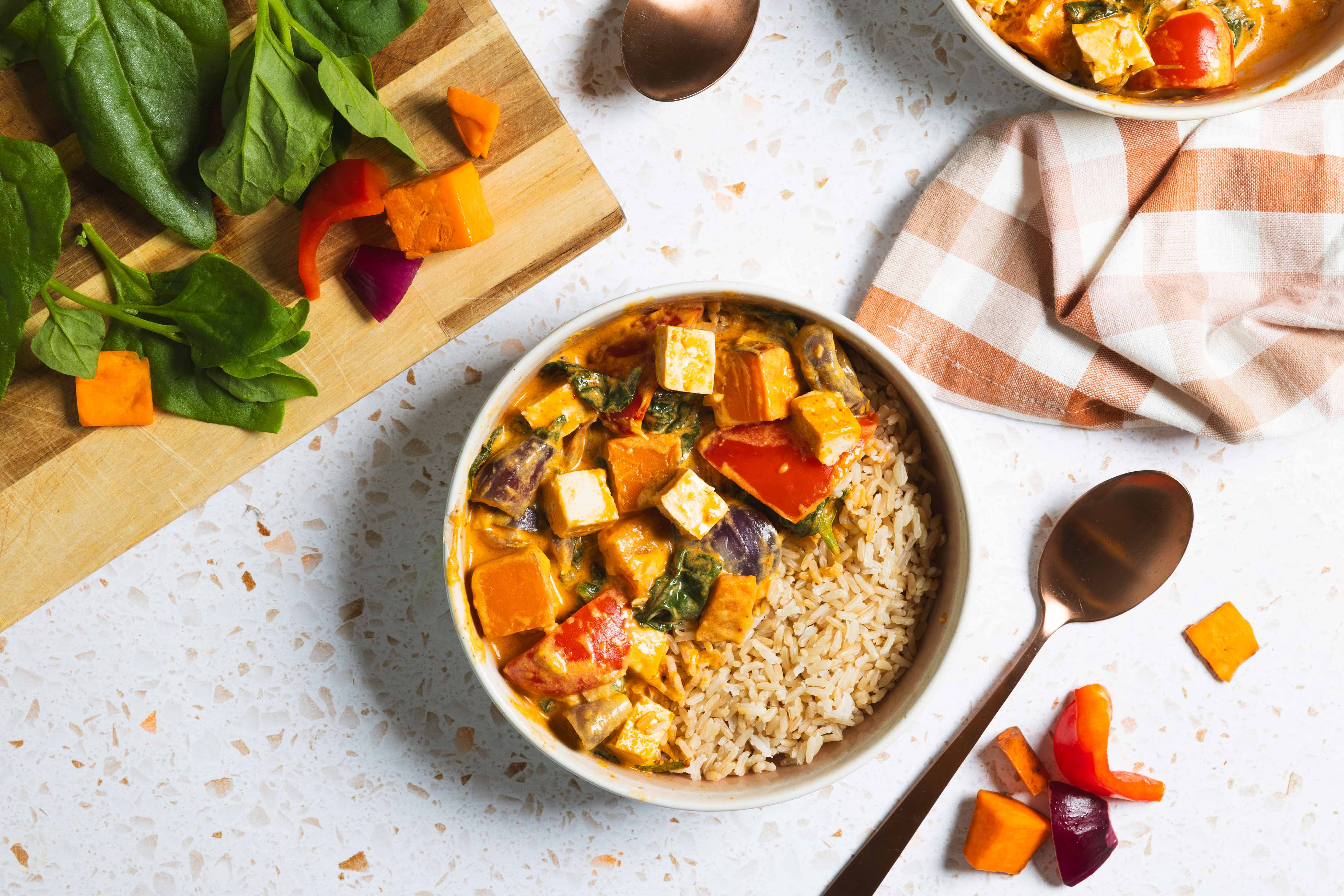 Thaise rode curry met tofu