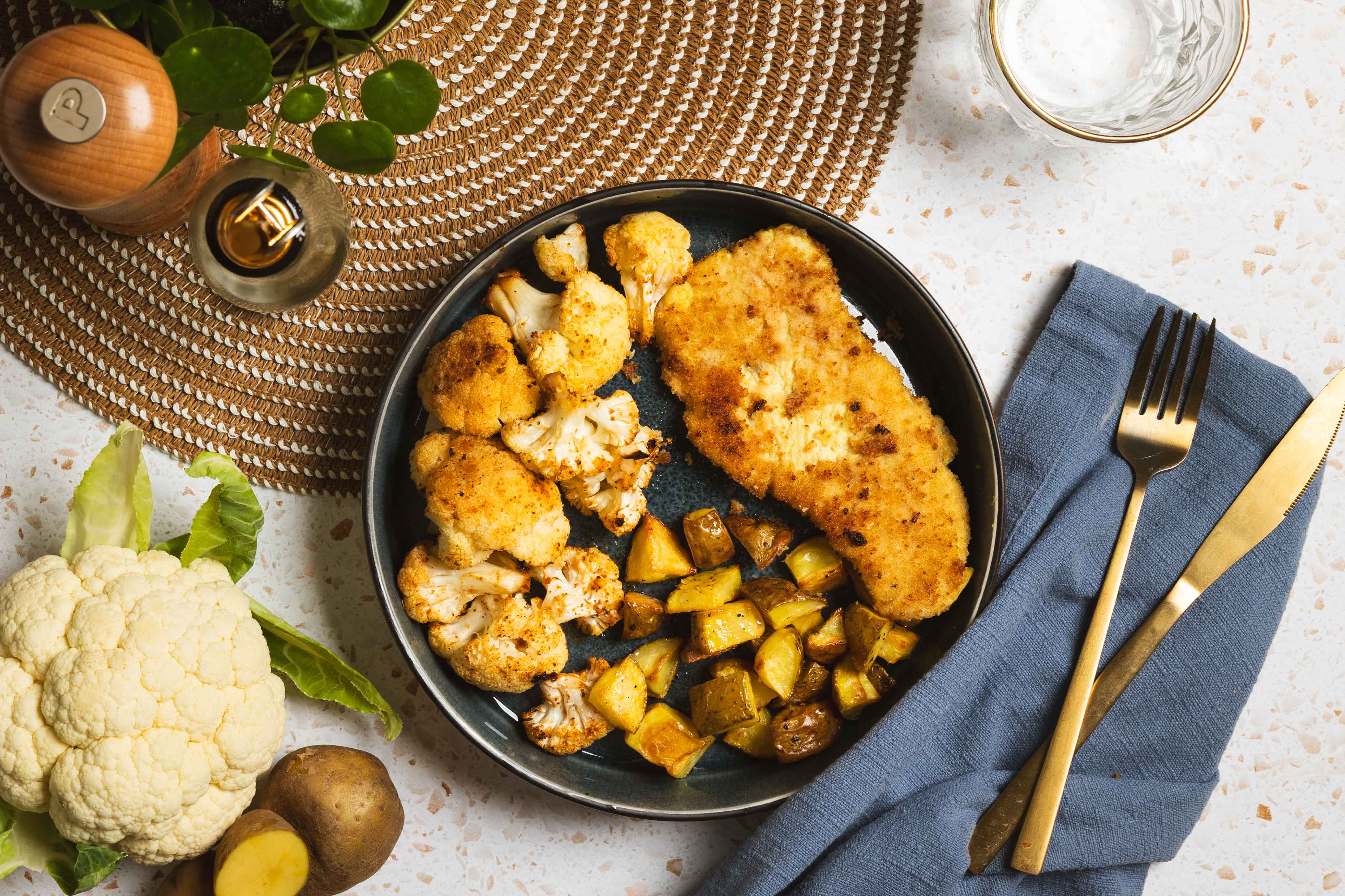 Kalkoenschnitzel met bloemkool