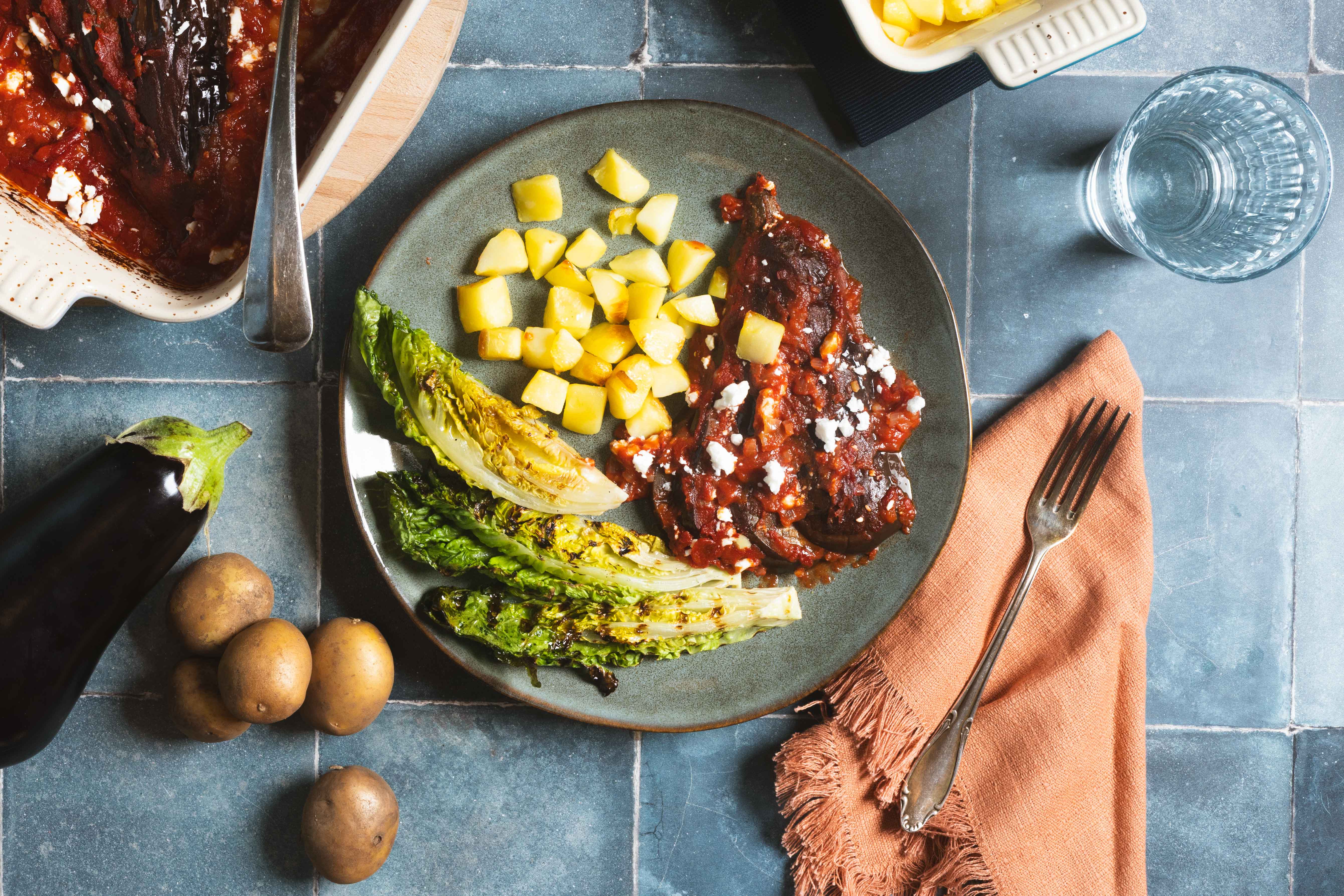 Auberginewaaiers met feta