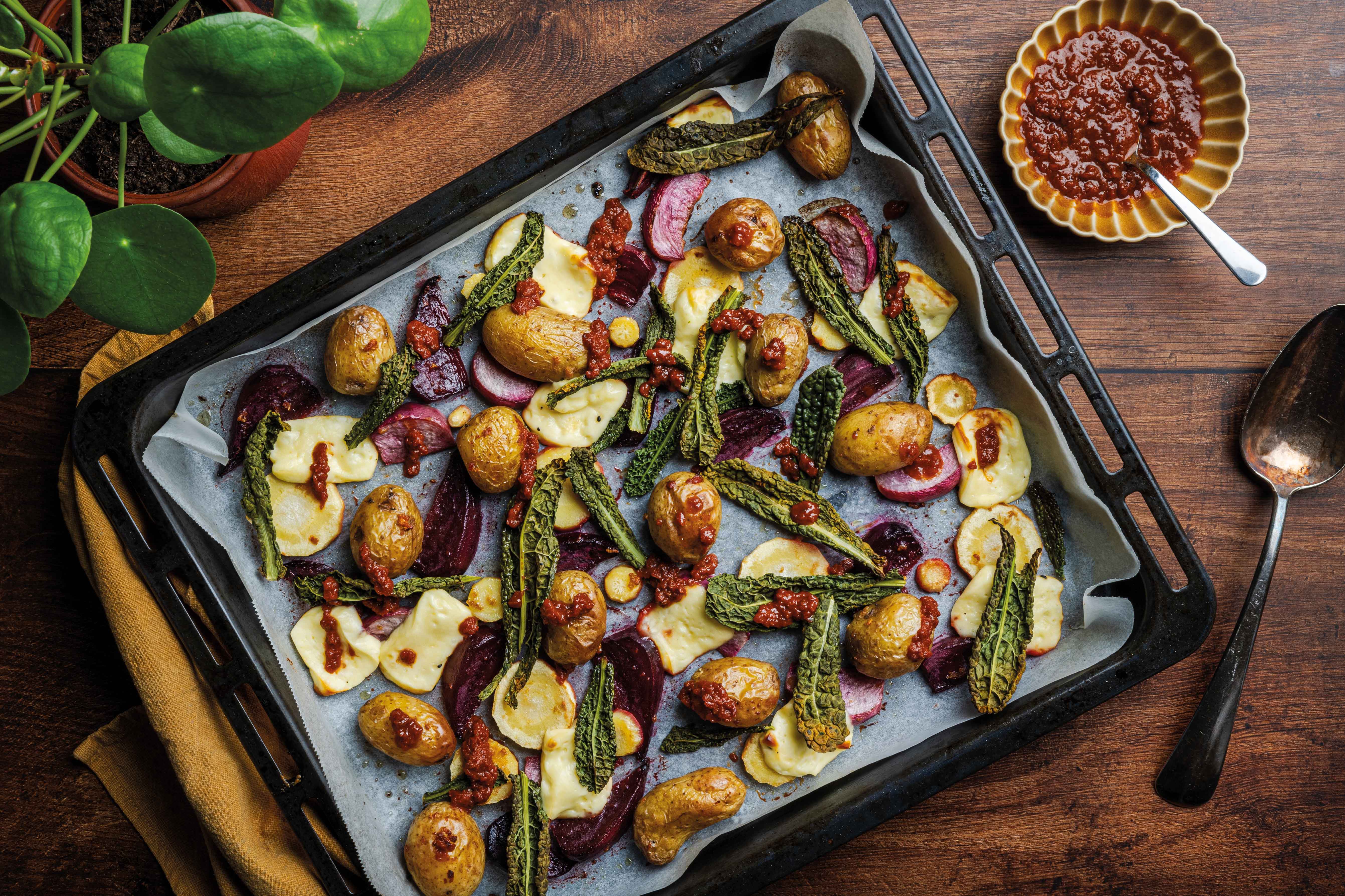 Traybake met seizoensgroenten