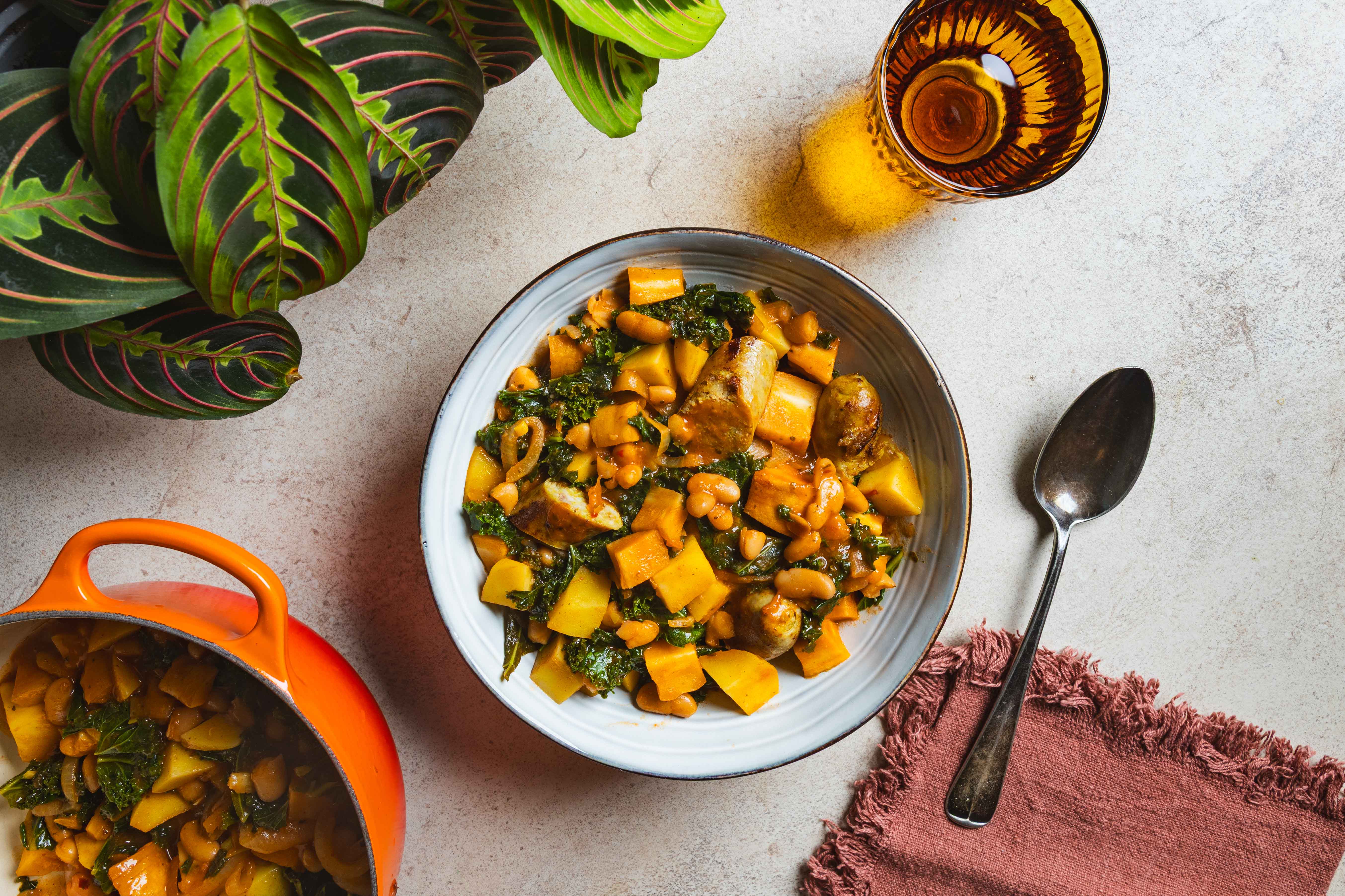 Wittebonenstoof met Golden Spice worst,