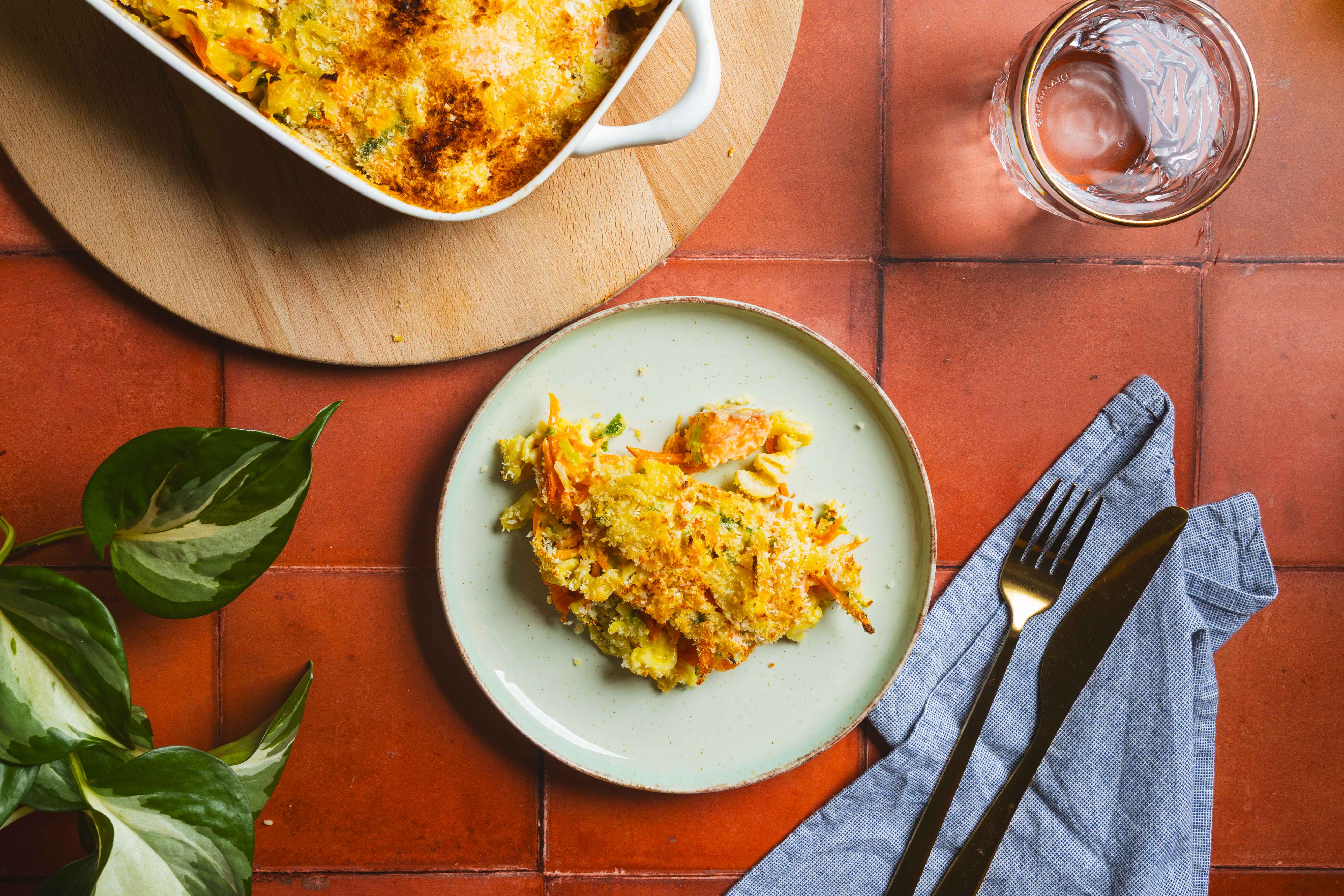 Pasta ovenschotel met zalm