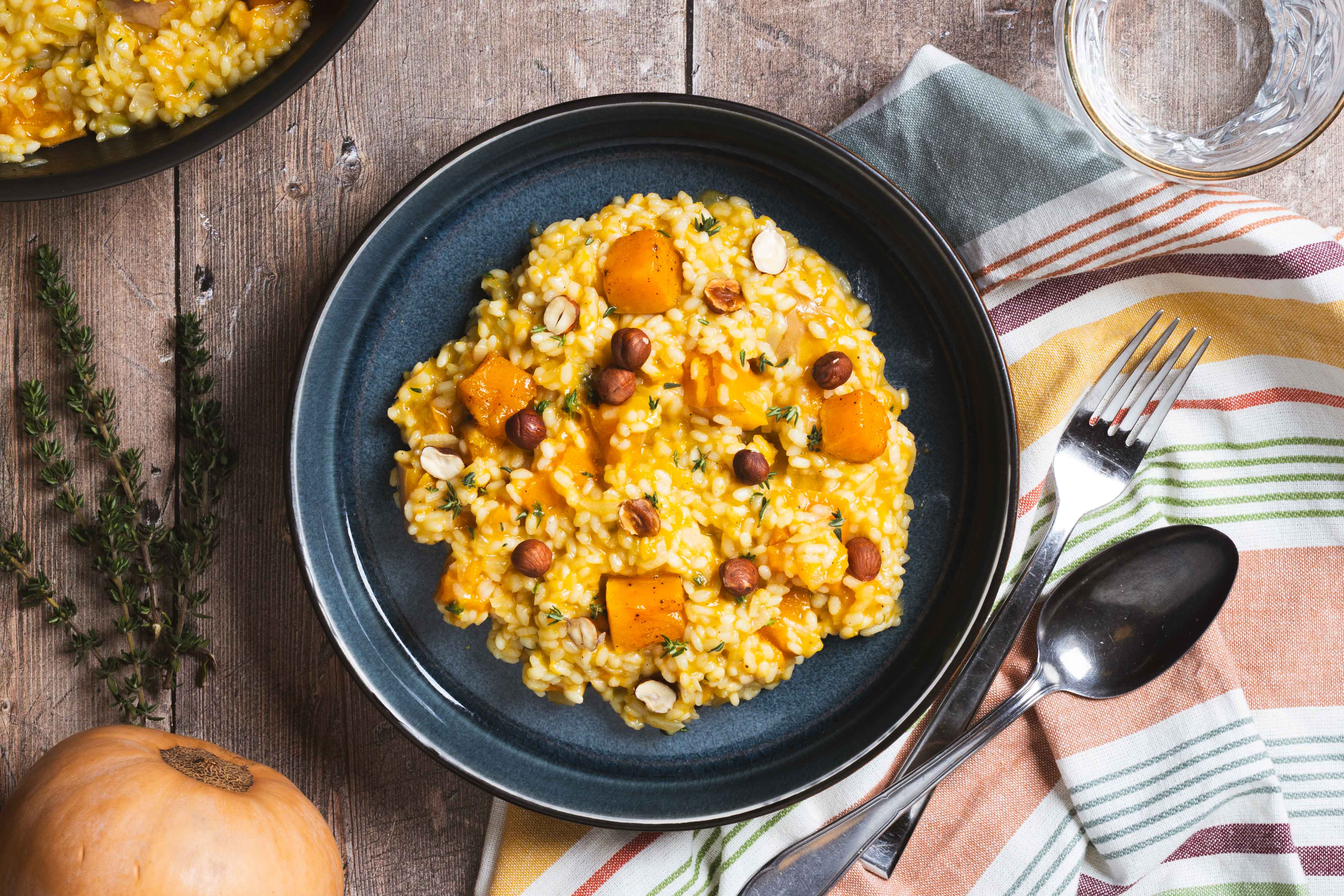 Pompoenrisotto met geroosterde hazelnoten