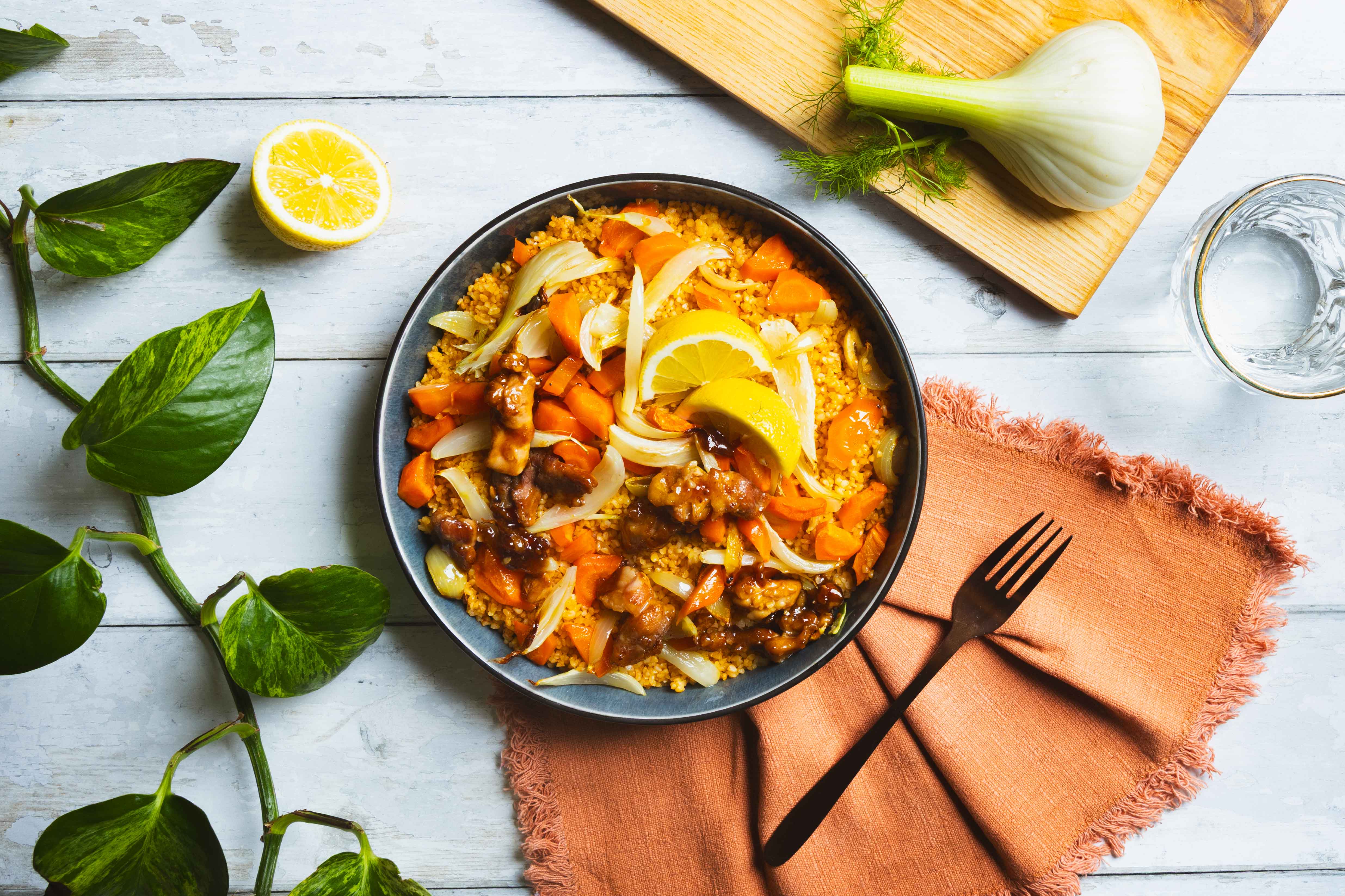 Bulgur met venkel, citroen