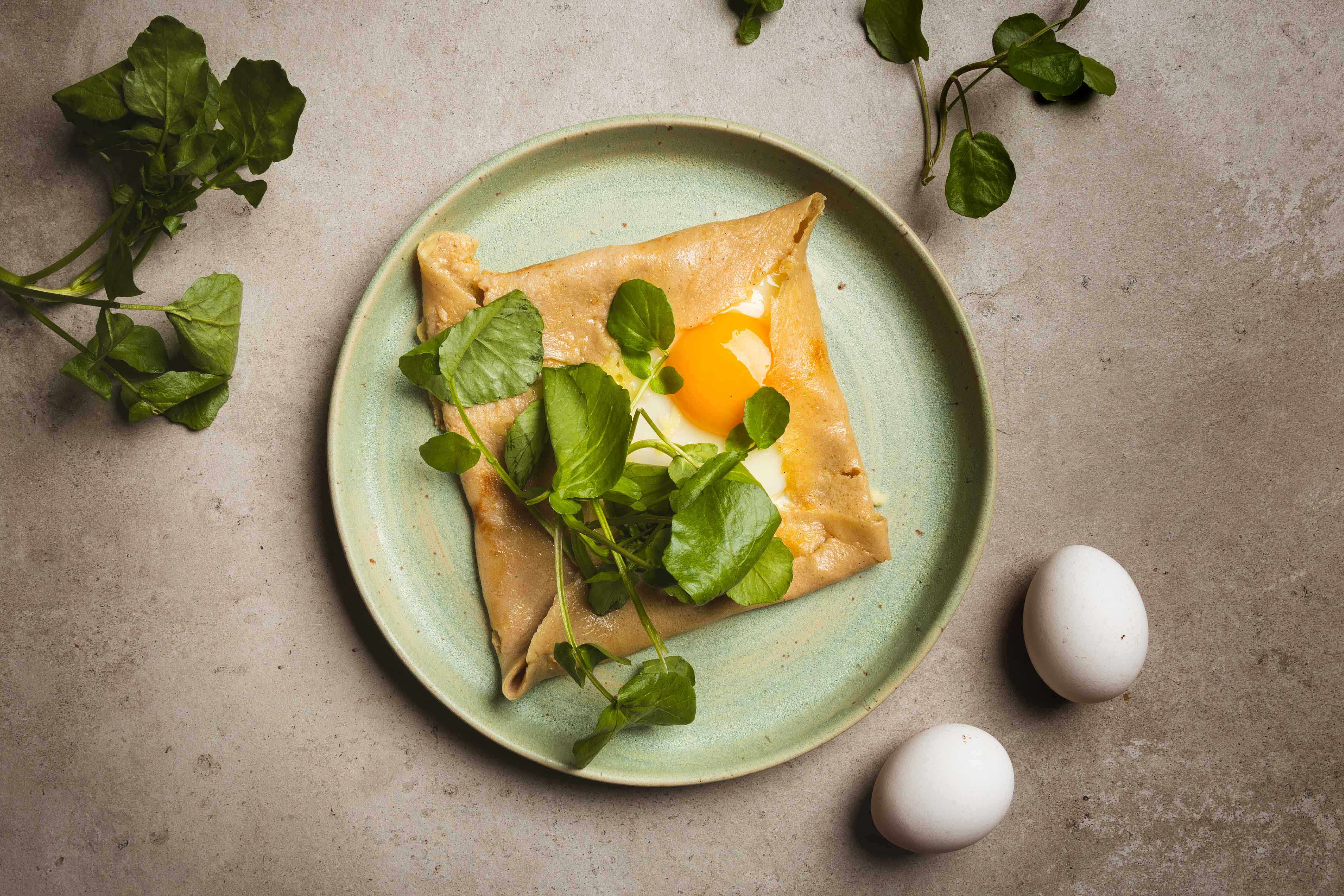 Bretonse galette met waterkers