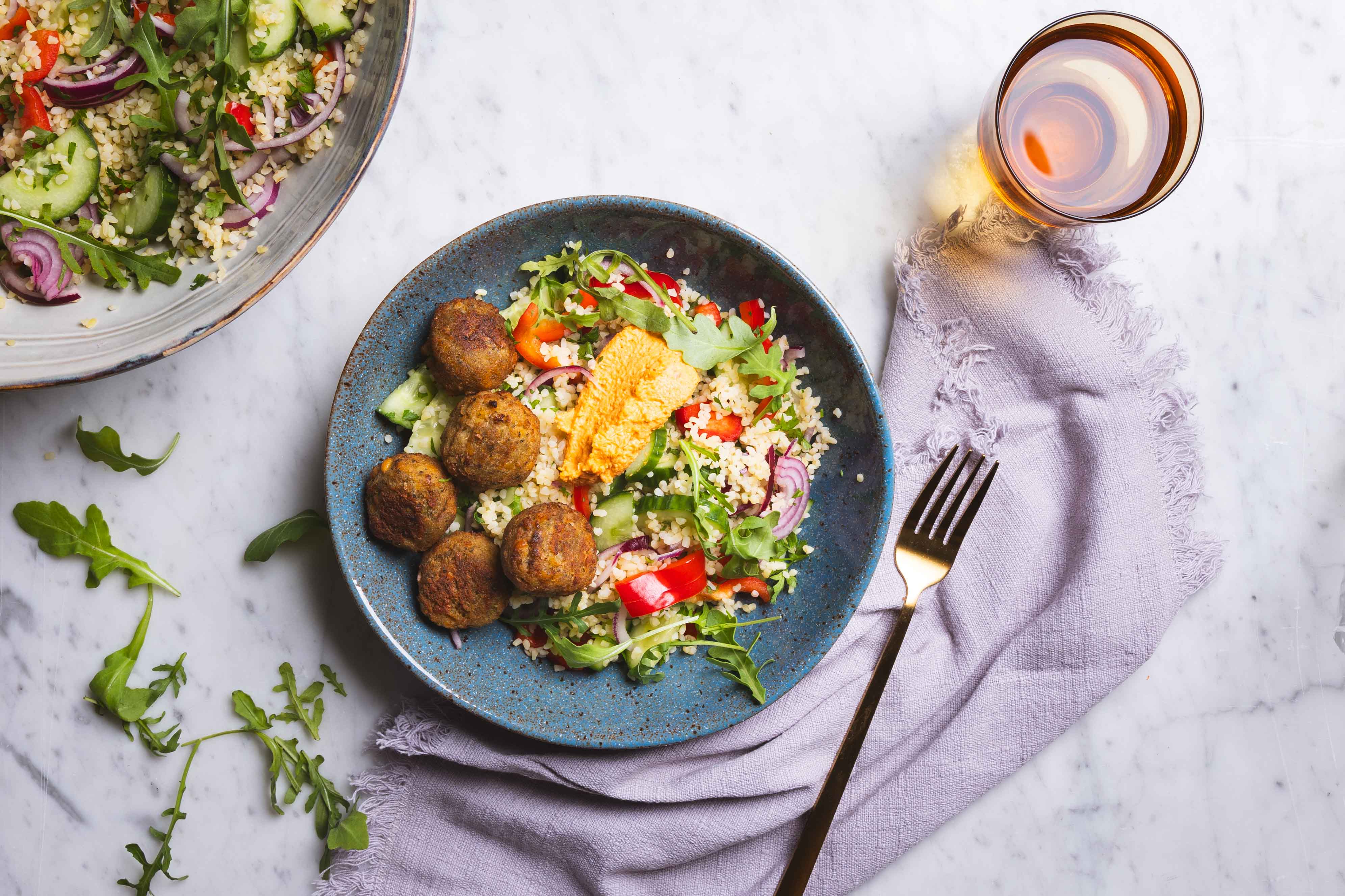 Bulgursalade met falafel